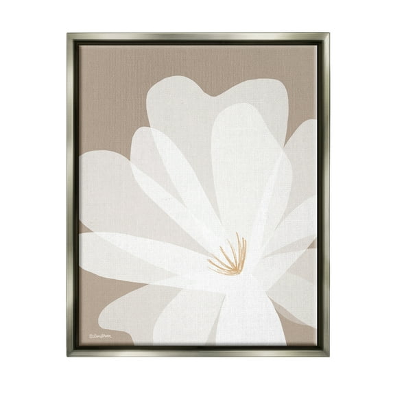 Stupell Industries Beige & White Lily Botanical & Floral Painting Gray Floater Framed Canvas Art Print Wall Art, 25 x 31