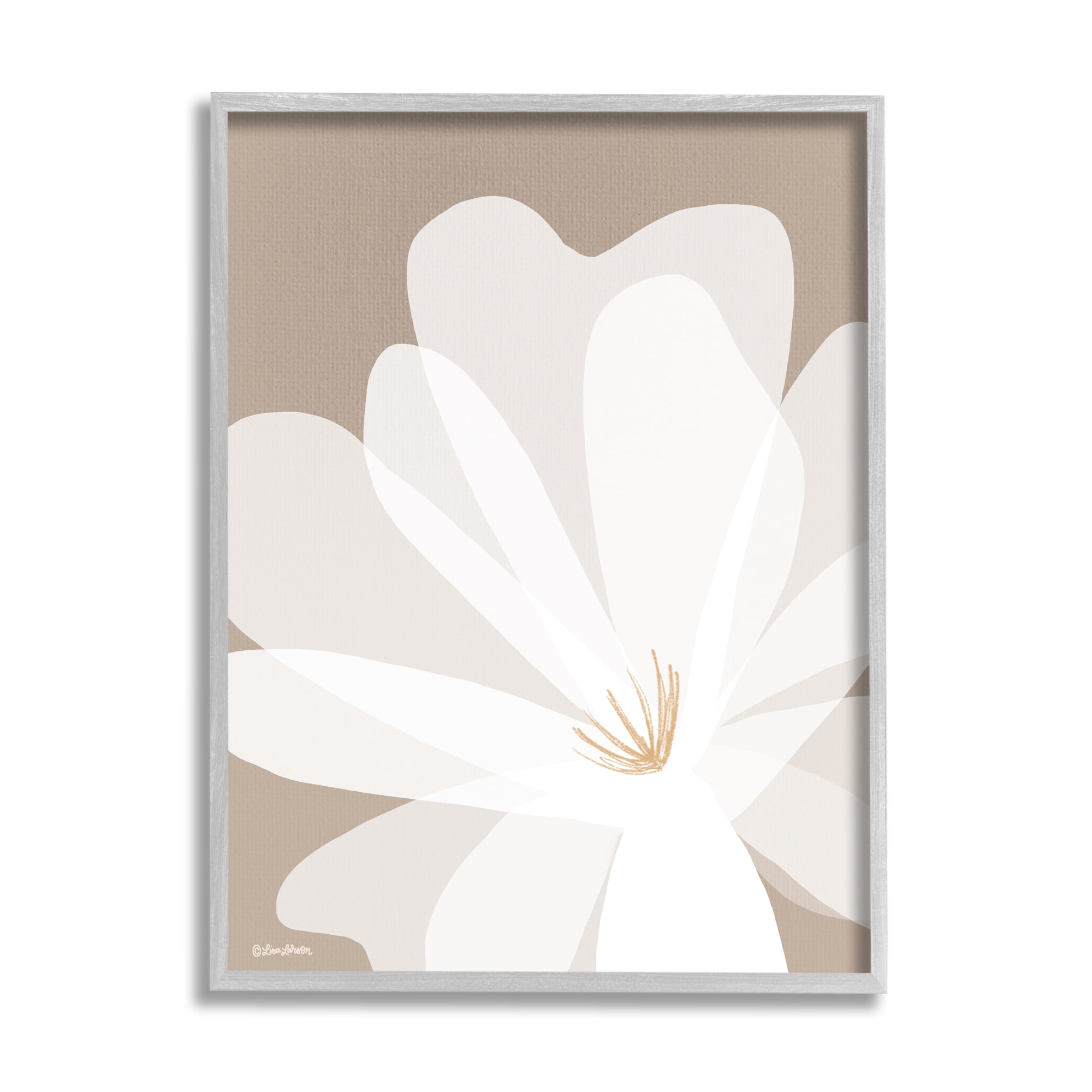 Stupell Industries Beige & White Lily Botanical & Floral Painting Gray Framed Art Print Wall Art, 11 x 14