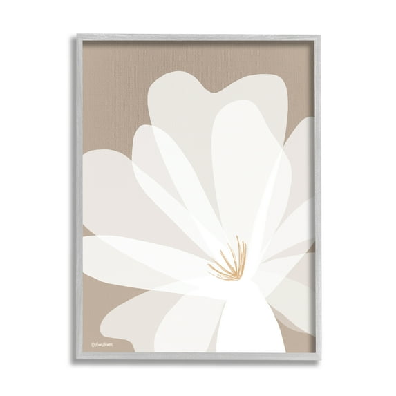 Stupell Industries Beige & White Lily Botanical & Floral Painting Gray Framed Art Print Wall Art, 16 x 20