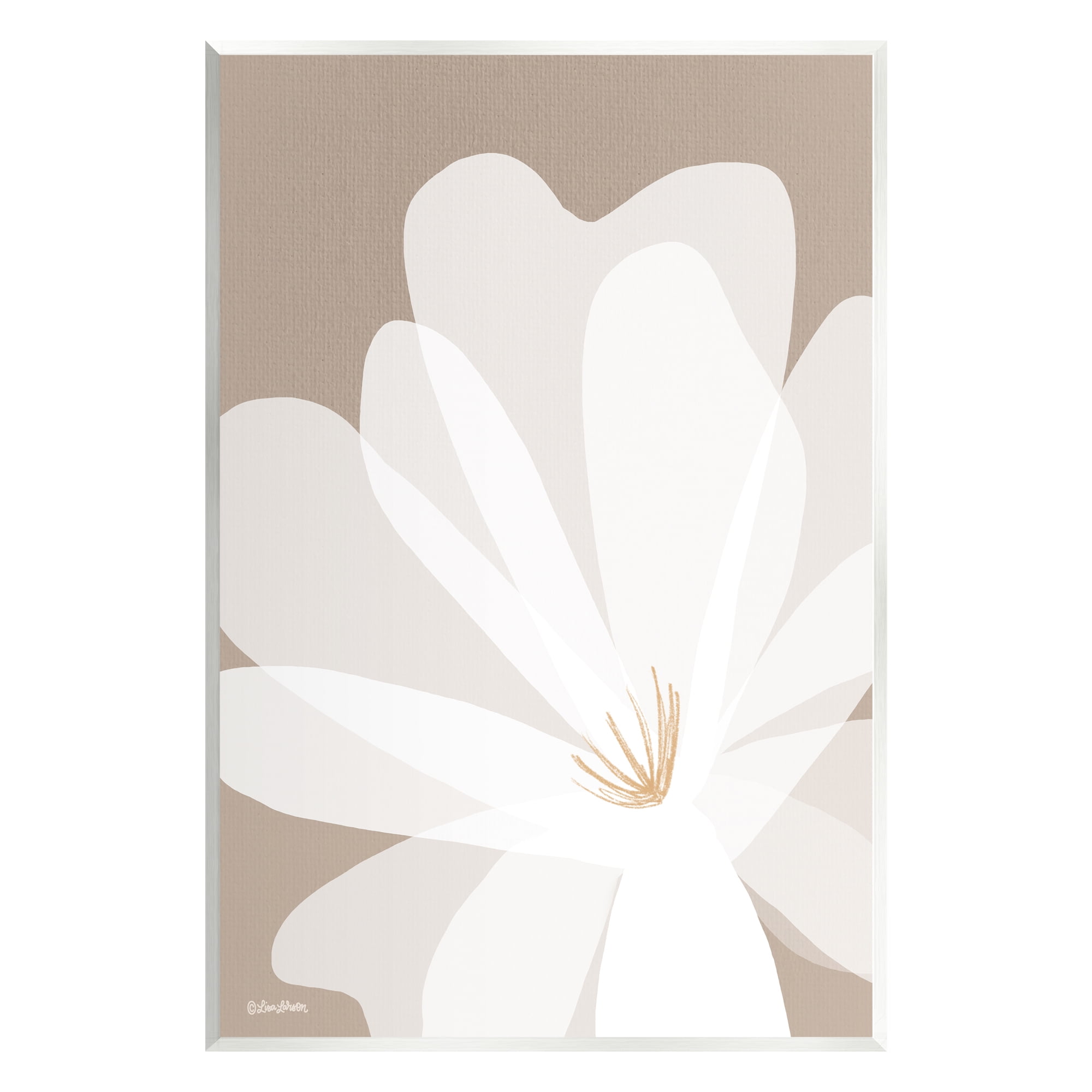 Beige and White Lily Botanical MDF Wood Wall Art
