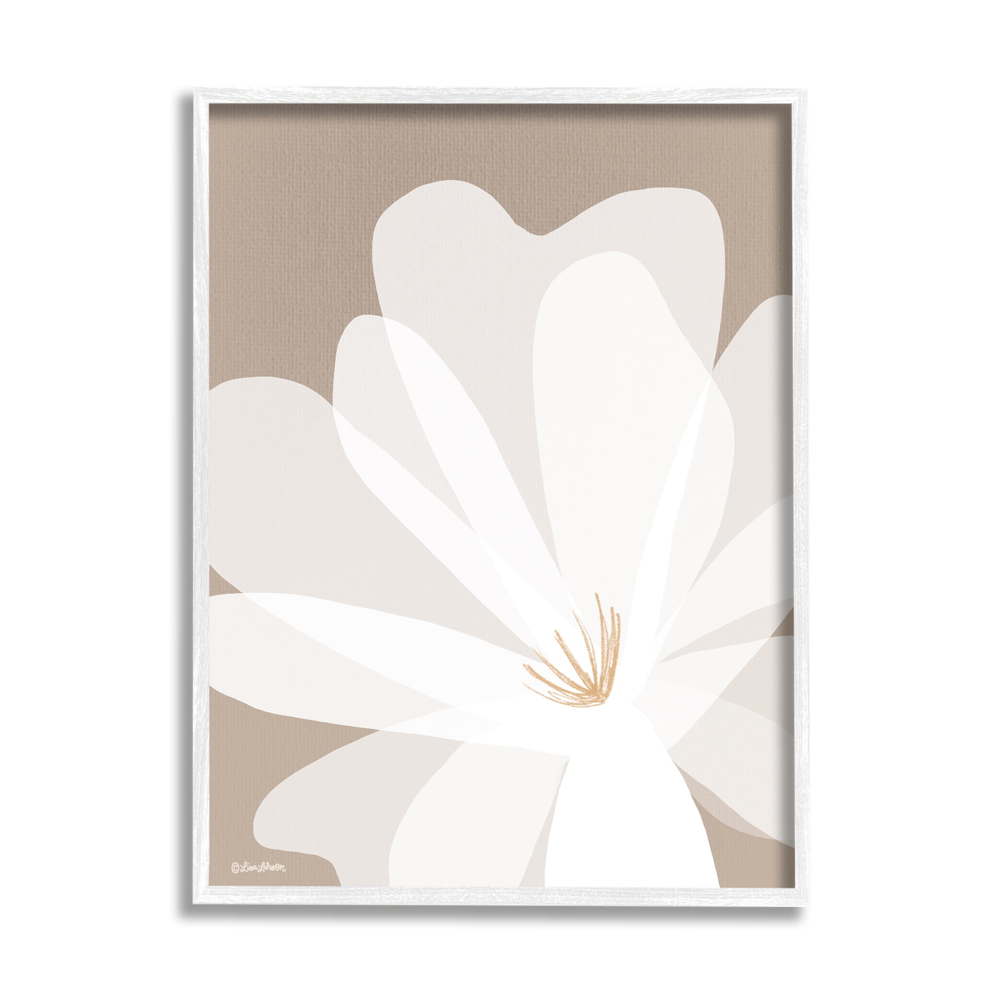 Stupell Industries Beige & White Lily Botanical & Floral Painting White Framed Art Print Wall Art, 11 x 14