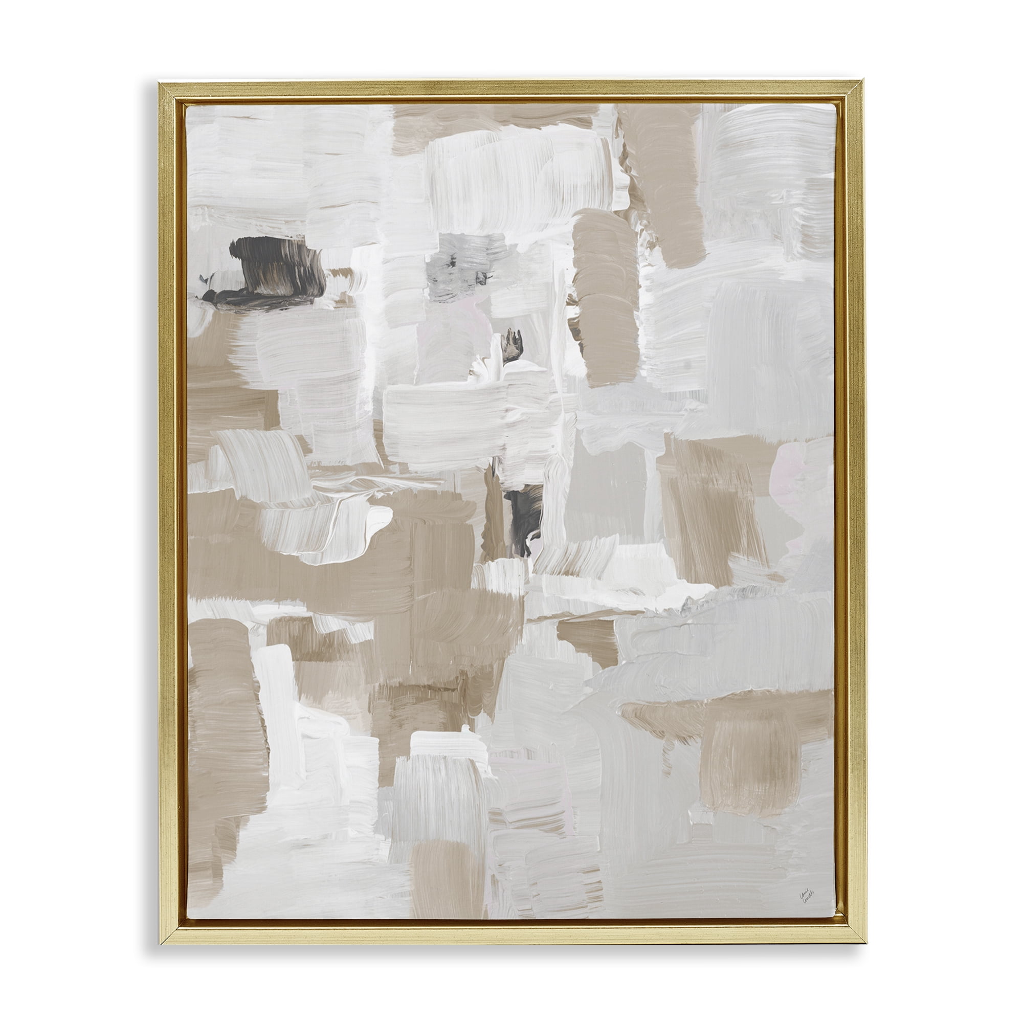 Stupell Industries Beige & White Peace Gold Framed Floater Canvas Wall Art, design by Lanie Loreth