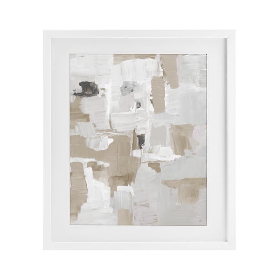 Stupell Industries Contemporary Beige & White Peace White Framed Print Under Glass, 13 x 16, by Lanie Loreth
