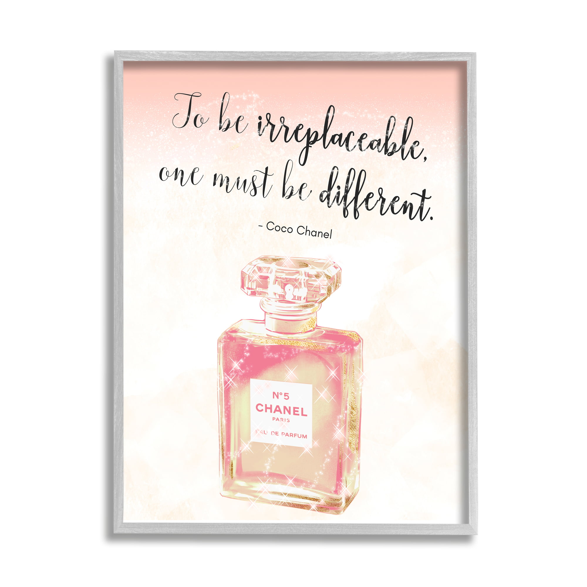 Stupell Being Different Fashion Designer Quote Shimmer Pink Perfume Framed Wall Art - 16 x 20 - Grey