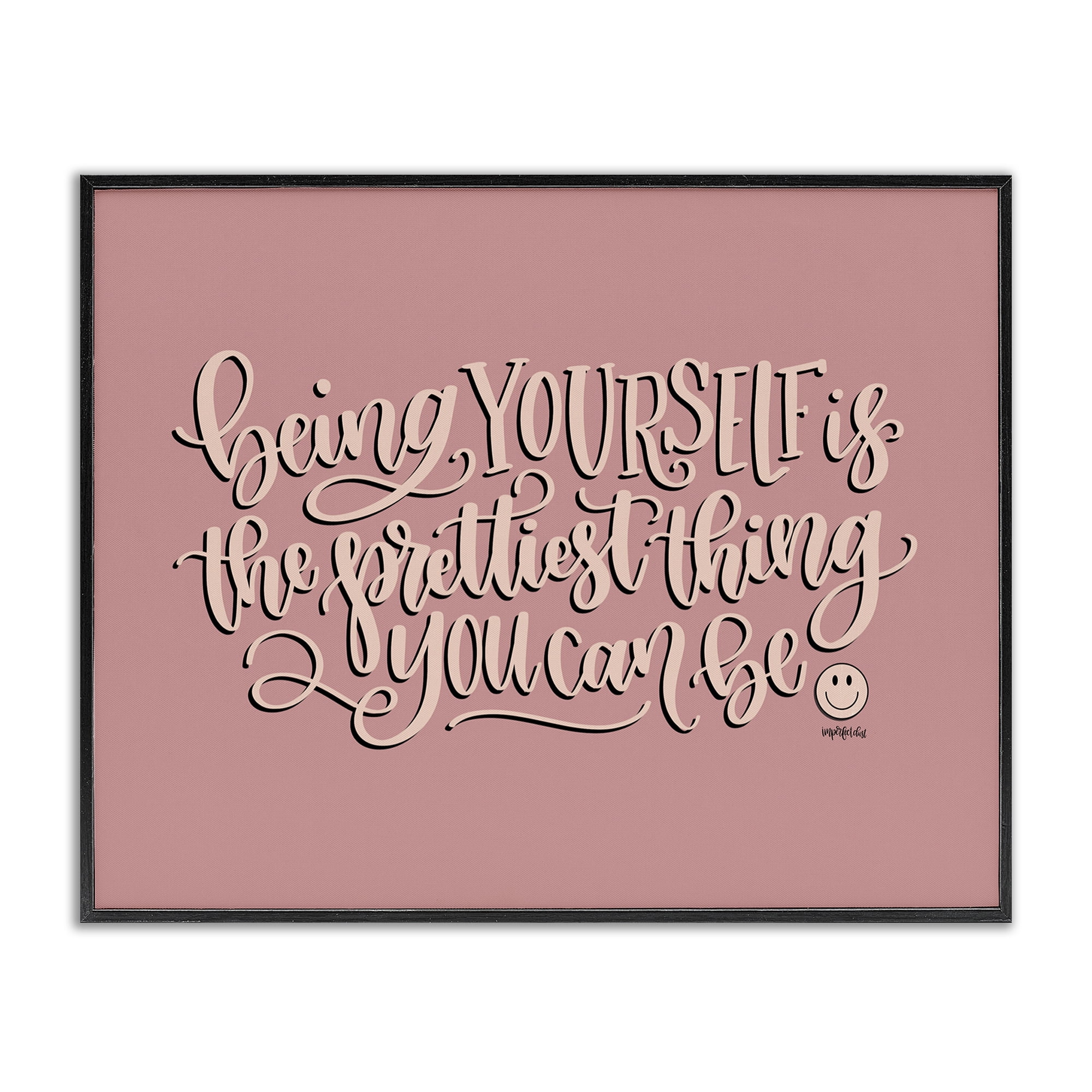 Stupell Industries Being Yourself is Prettiest Text & Numbers Painting Black Framed Art Print Wall Art, 20 x 16