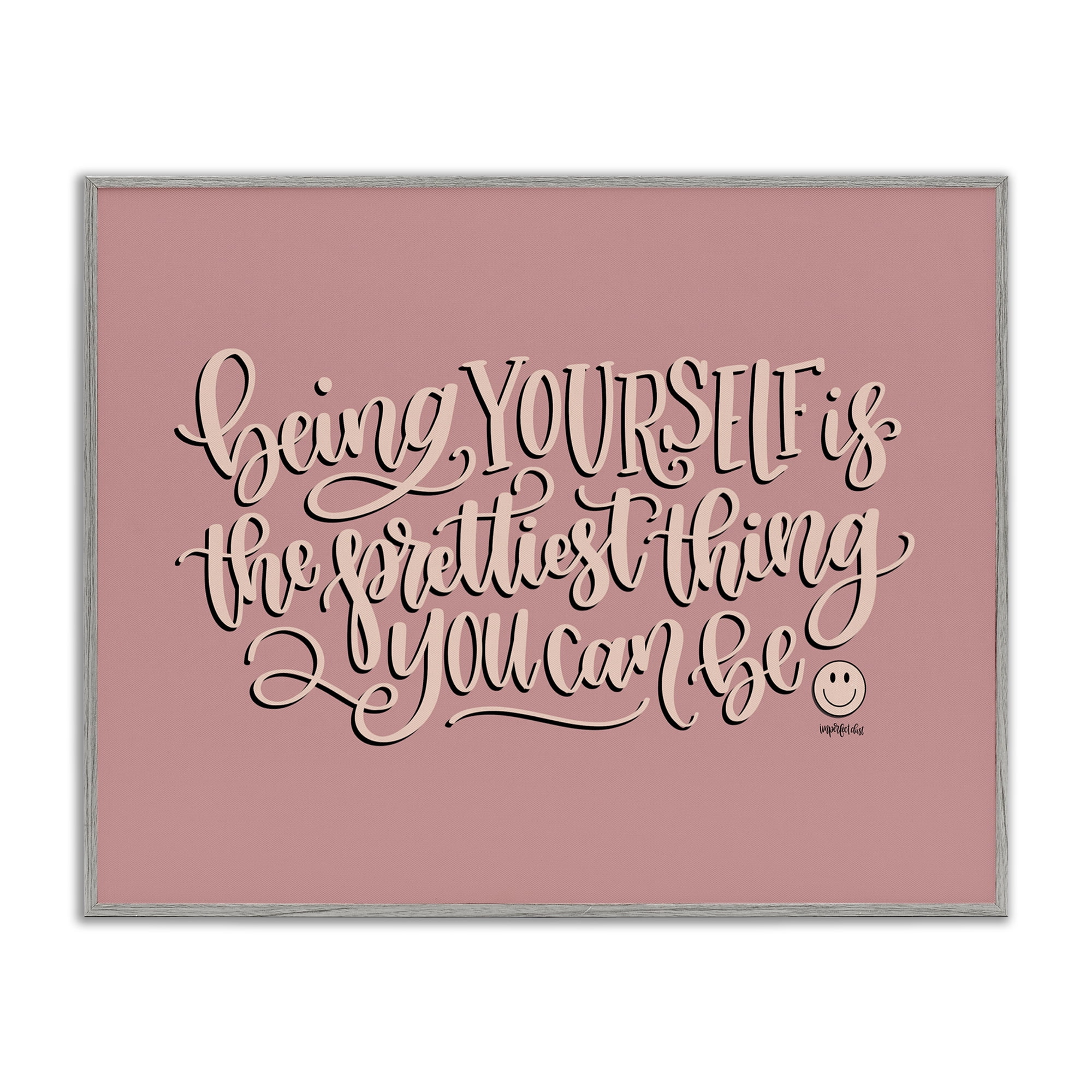 Stupell Industries Being Yourself is Prettiest Text & Numbers Painting Gray Framed Art Print Wall Art, 14 x 11