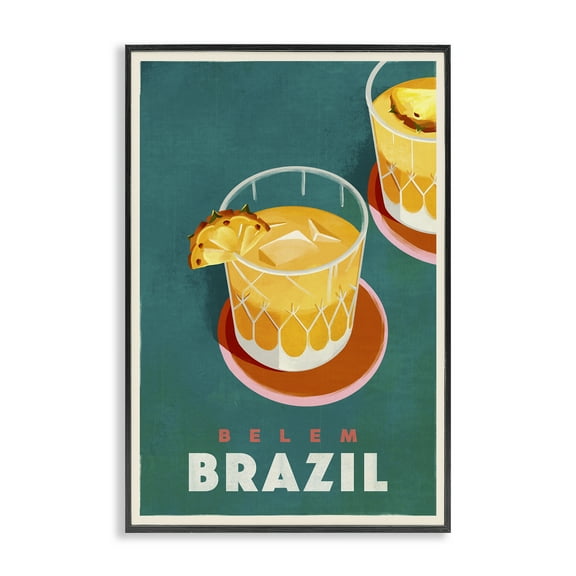 Stupell Industries Belem Brazil Cocktail Food & Beverage Painting Black Framed Art Print Wall Art, 12 x 18