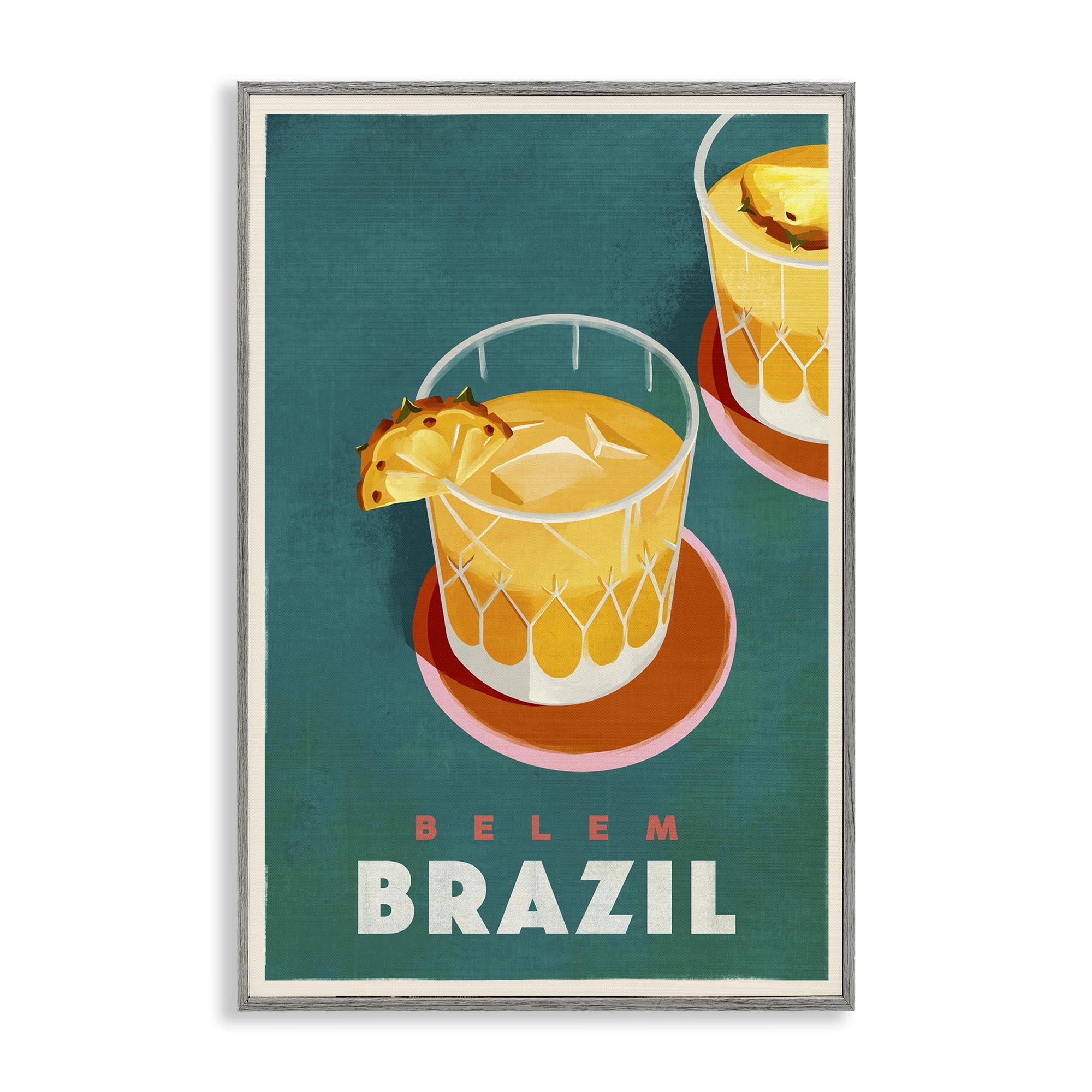 Stupell Industries Belem Brazil Cocktail Food & Beverage Painting Gray Framed Art Print Wall Art, 12 x 18