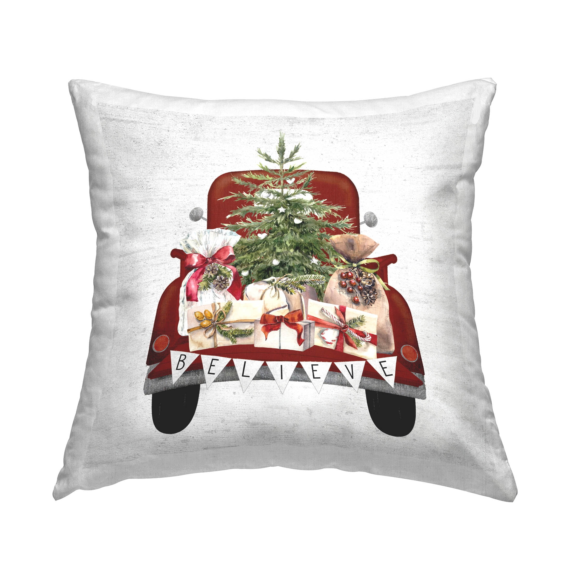 Stupell Industries Believe Christmas Gifts Truck Printed Throw Pillow Design by Lettered and Lined