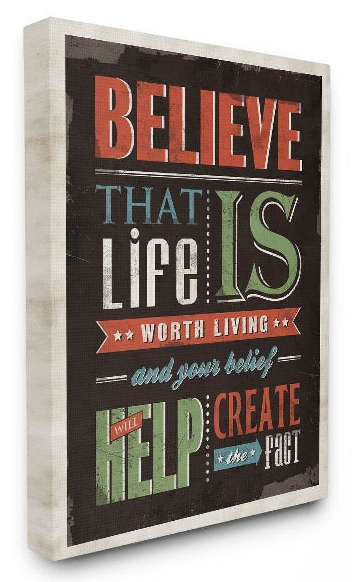Stupell Industries Believe In Life Vintage Word Design Canvas Wall Art by Ester Kay