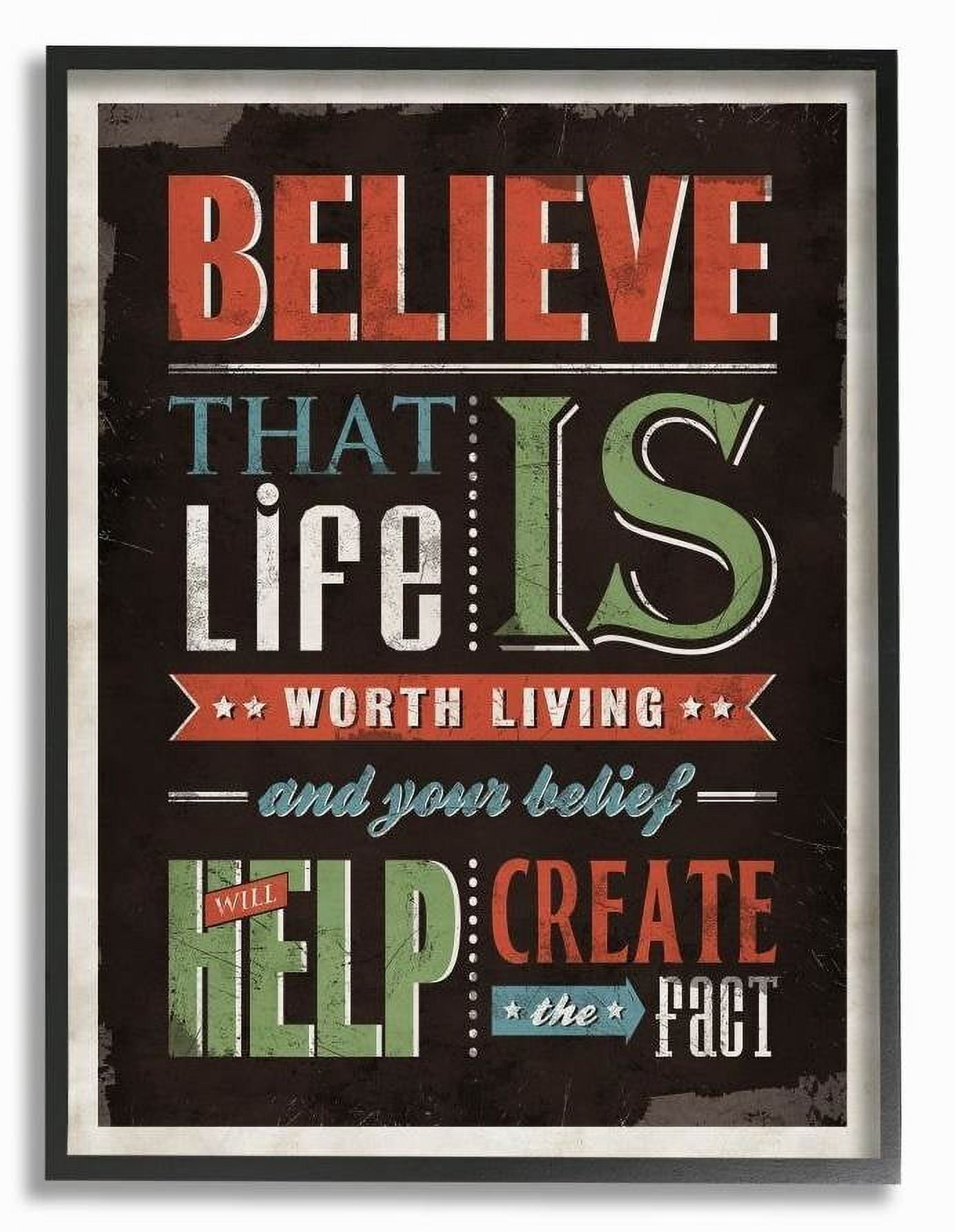 Stupell Industries Believe In Life Vintage Word Design Framed Wall Art by Ester Kay