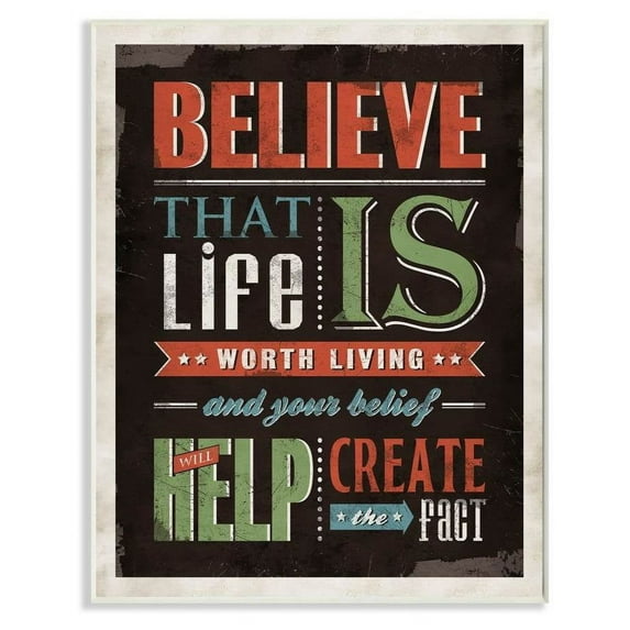 Stupell Industries Believe In Life Vintage Word Design Wall Plaque by Ester Kay