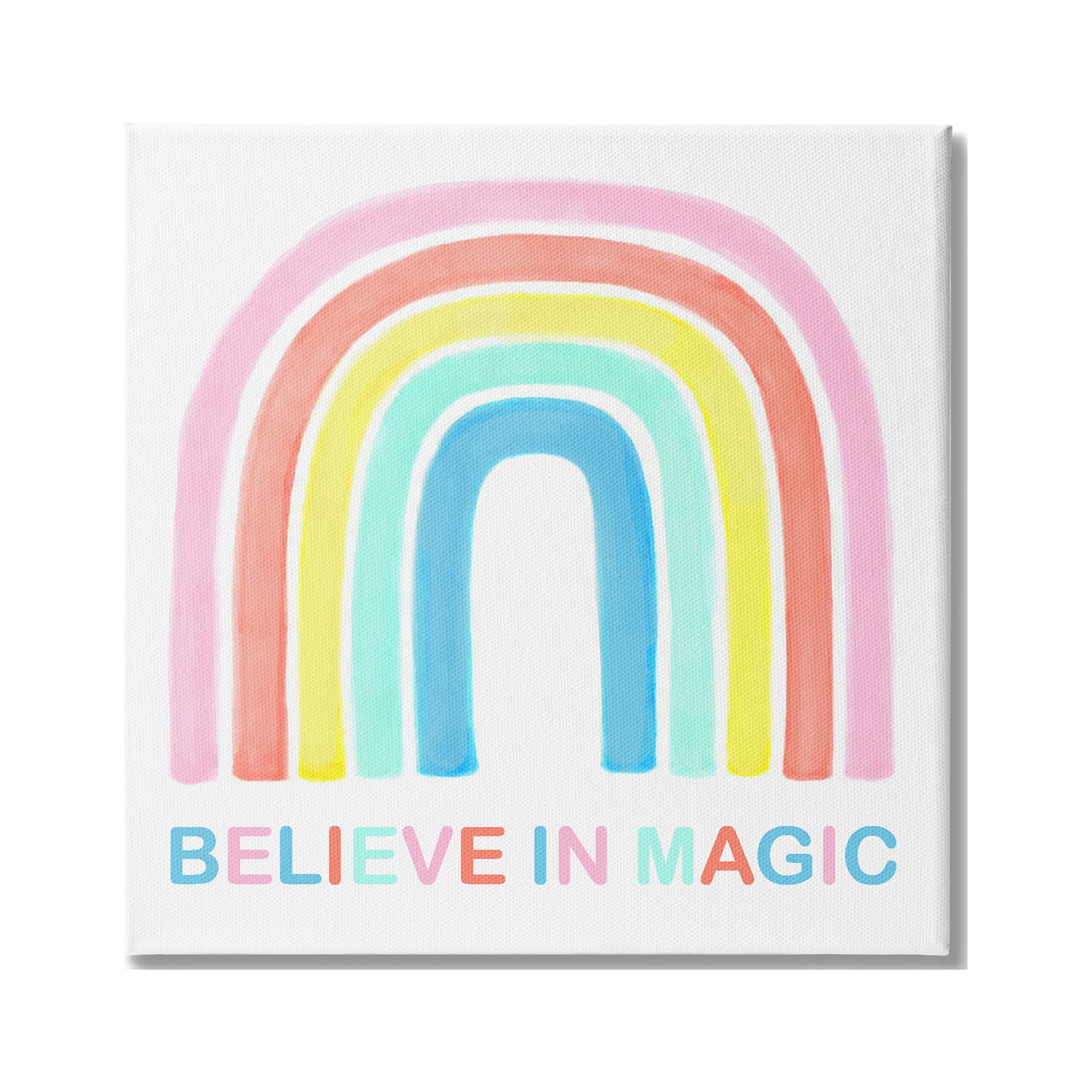 Stupell Industries Believe In Magic Phrase Children's Vibrant Pastel Rainbow, 30 x 30,Design by Reesa Qualia