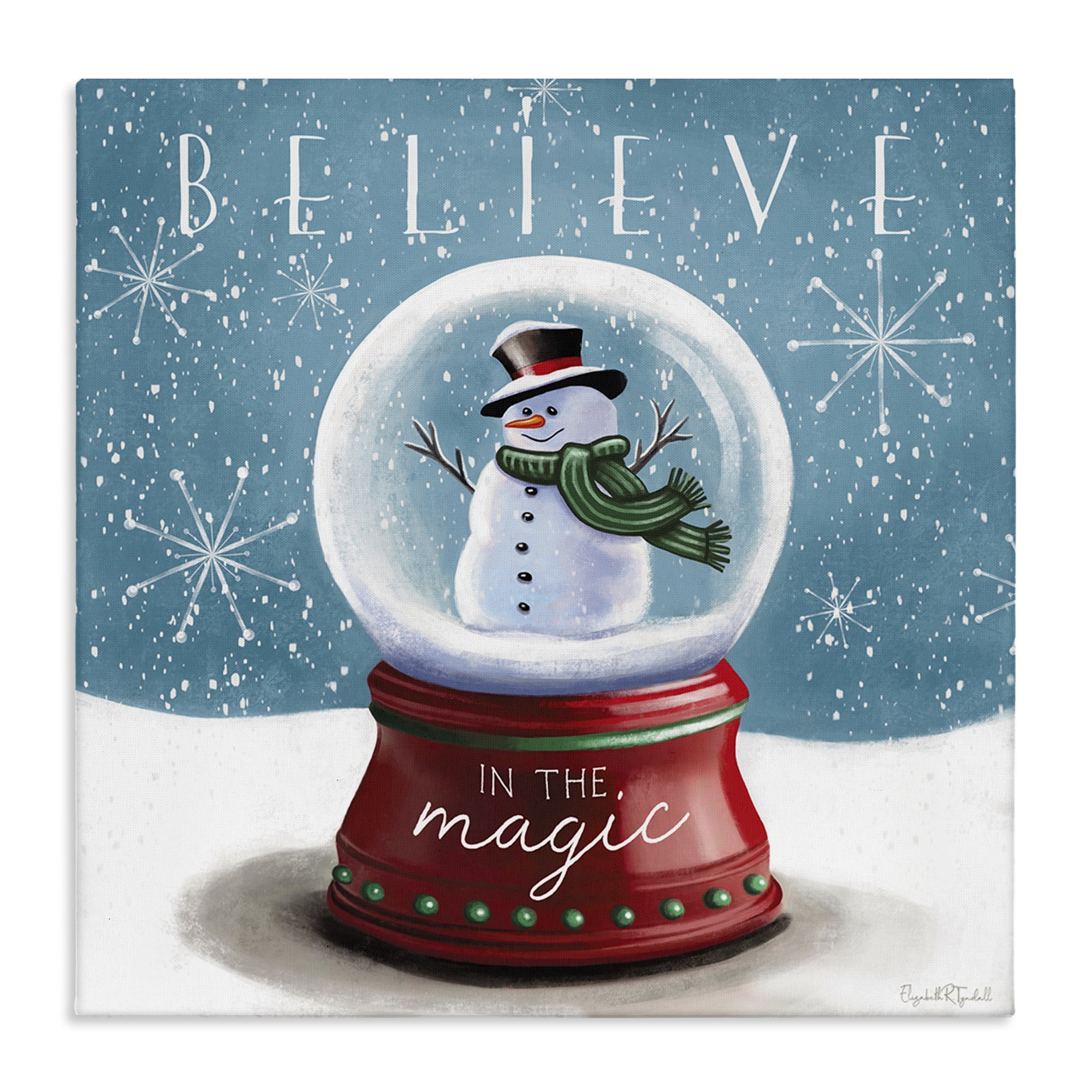 Stupell Industries Believe In Magic Snowglobe Holiday Painting Gallery Wrapped Canvas Art Prints Wall Art, 36 x 36
