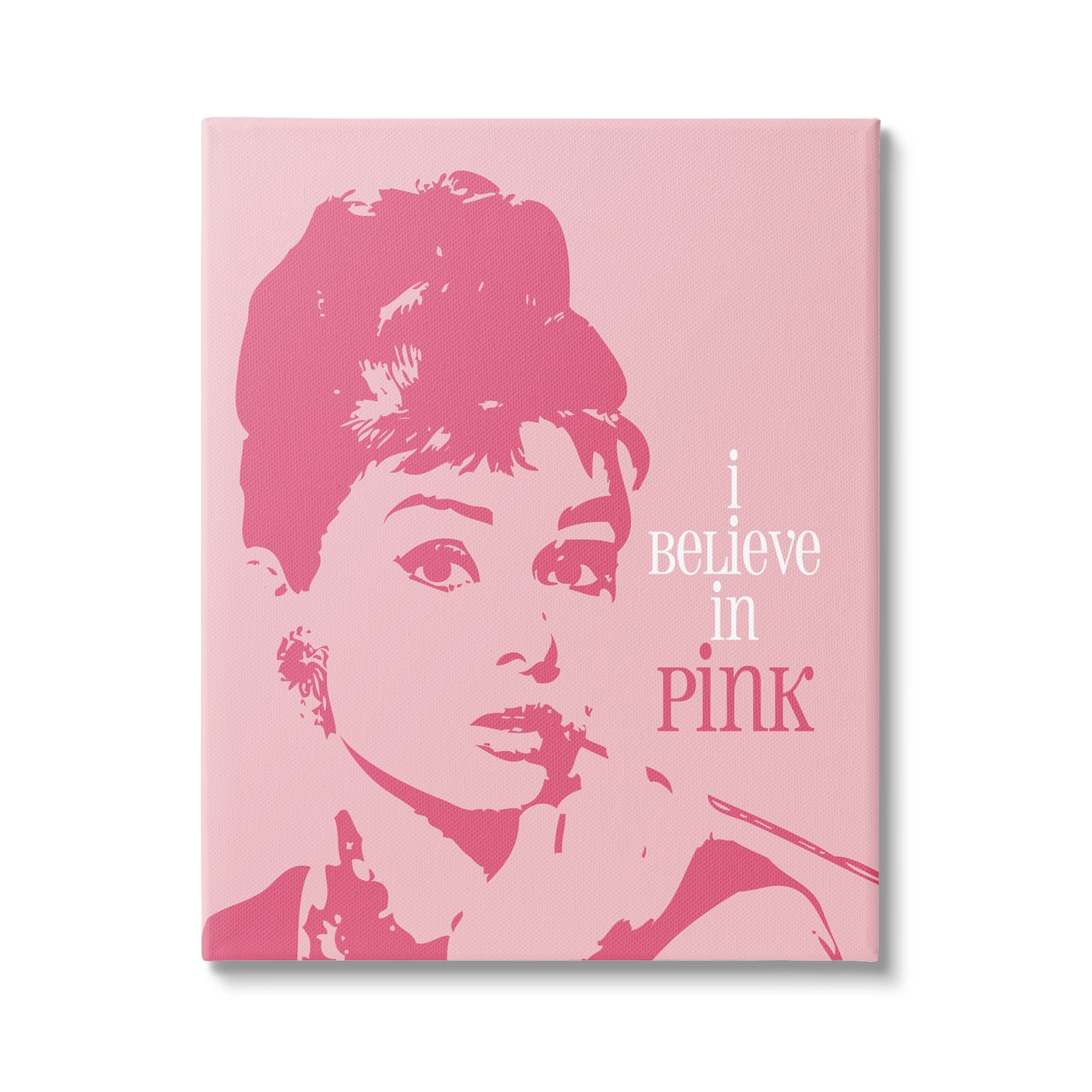 Stupell Believe In Pink Audrey Hepburn Actress Text Design Canvas Wall Art, 24 x 30, Design by Ioana Horvat