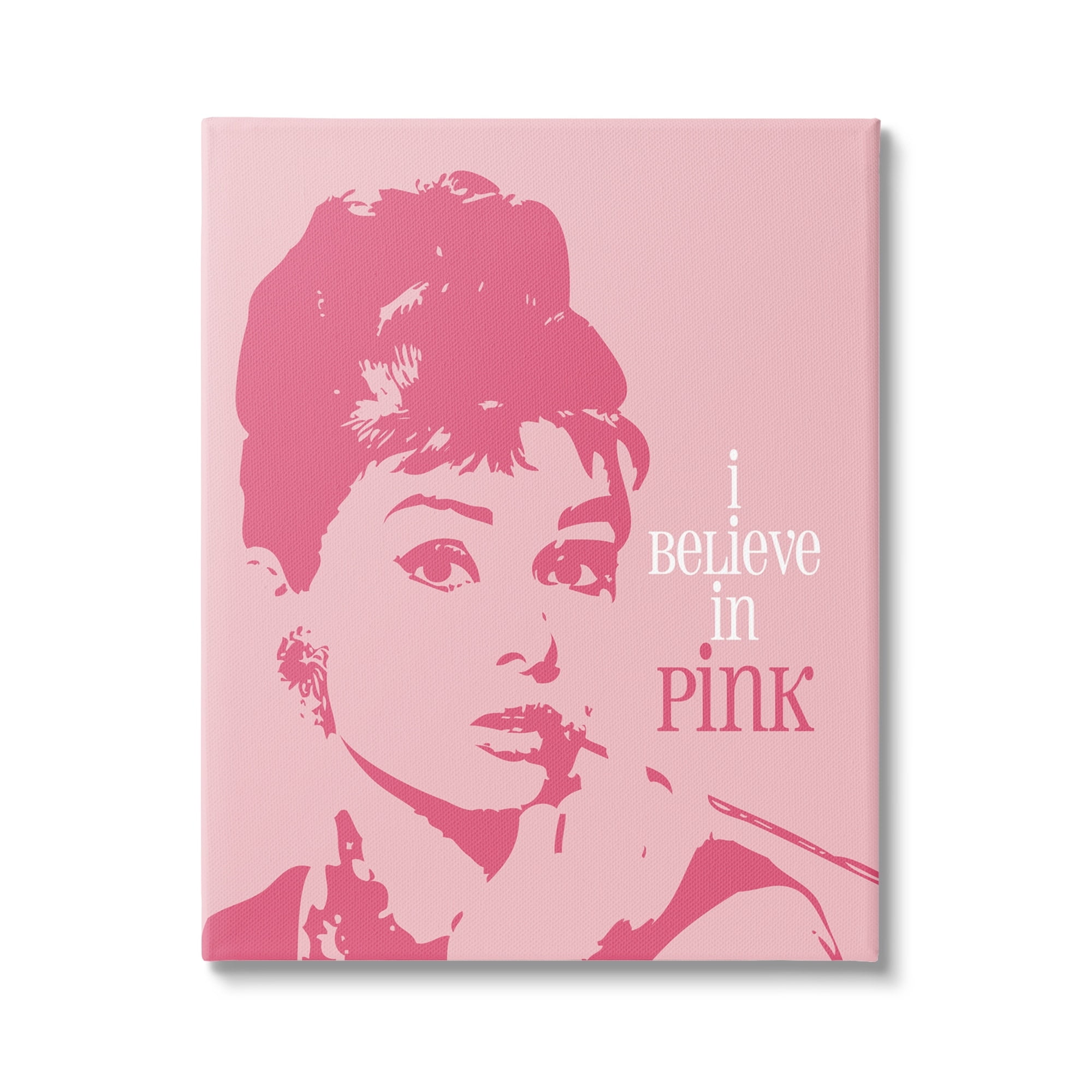 Stupell Industries Believe In Pink Audrey Hepburn Actress Text Design Canvas Wall Art, 30 x 40, Design by Ioana Horvat