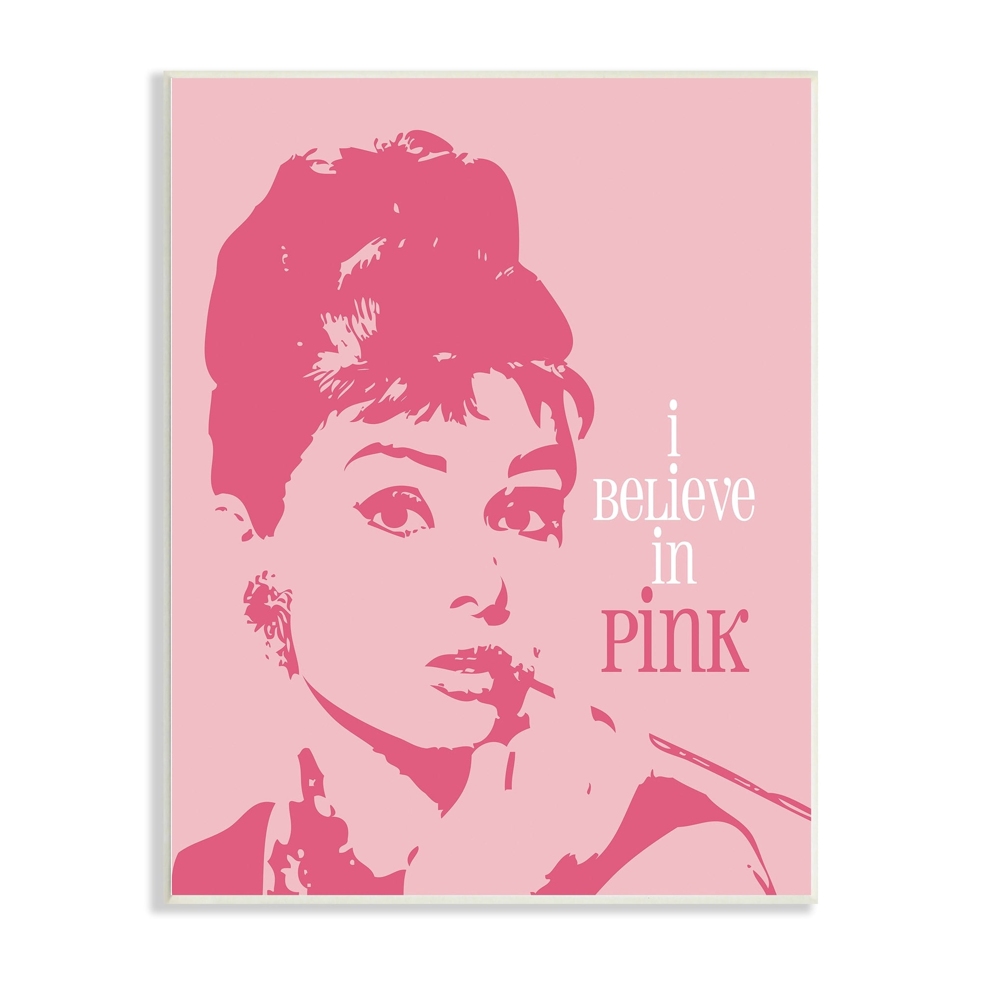 Stupell Industries Believe In Pink Audrey Hepburn Actress Text Design Wood Wall Art, 13 x 19, Design by Ioana Horvat