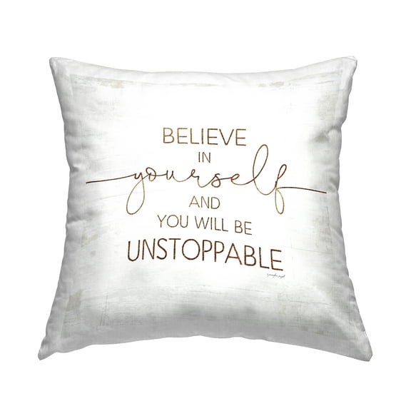 Stupell Industries Believe In Yourself Be Unstoppable Phrase Rustic Typography Vintage Off-White,18 x 7 x 18 Decorative Pillows