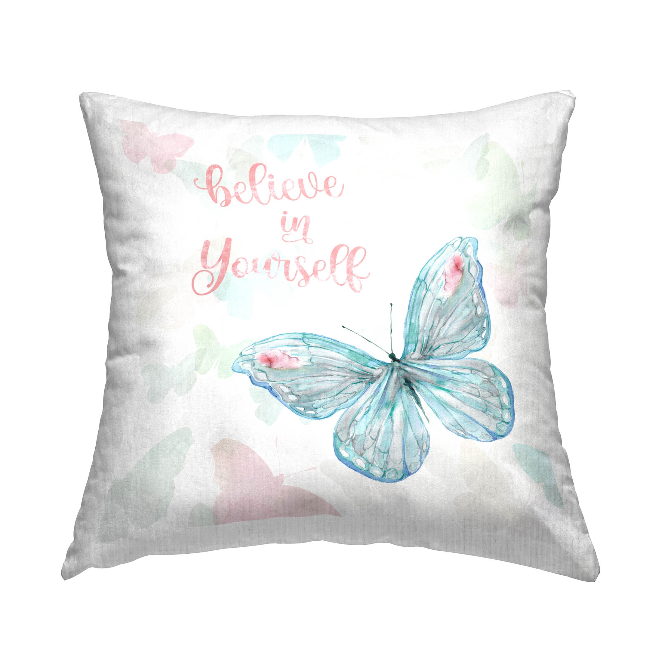 Stupell Industries Believe In Yourself Butterfly Pattern Printed Throw Pillow Design by Carol Robinson