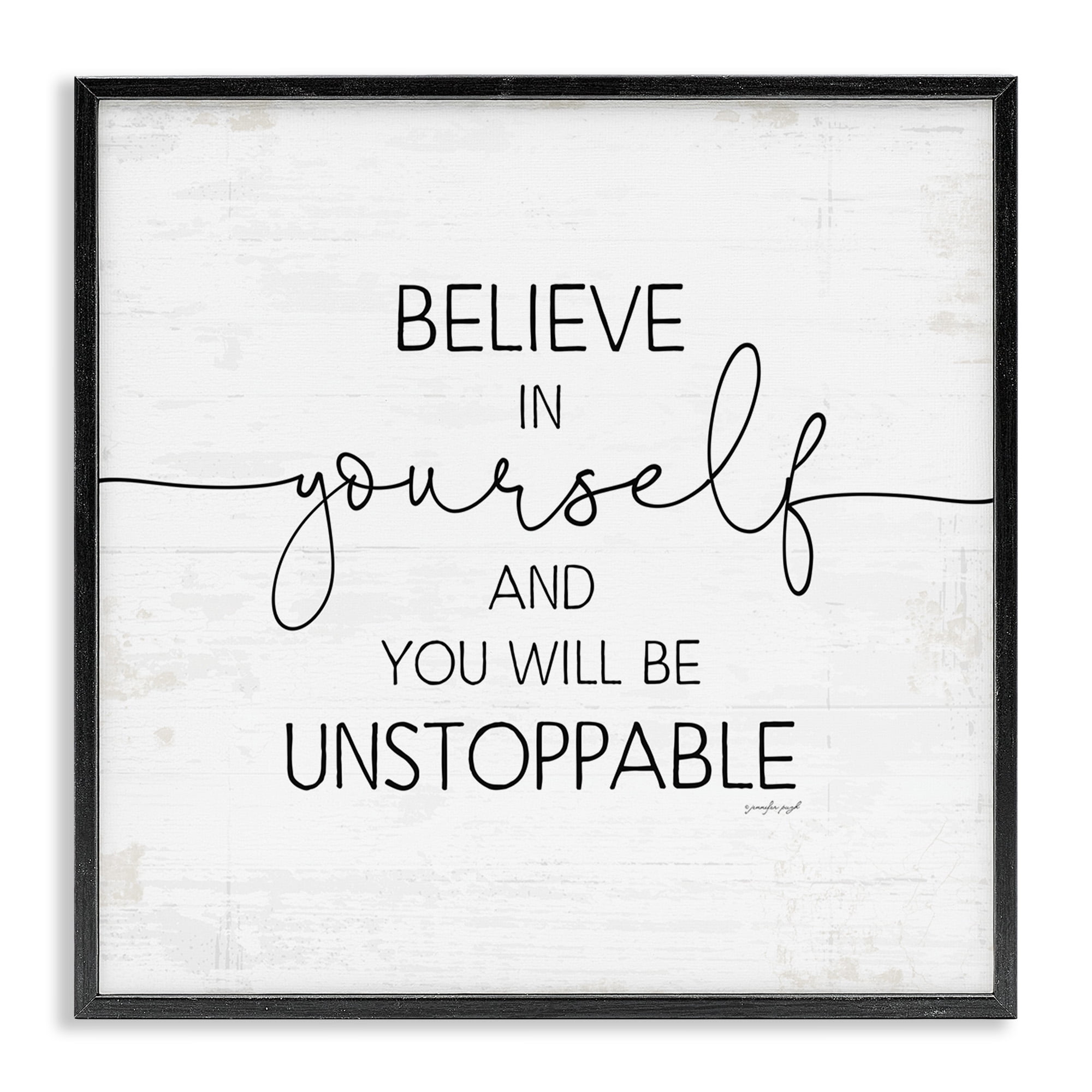 Stupell Industries Believe In Yourself Inspirational Typography Painting Black Framed Art Print Wall Art, 24 x 24