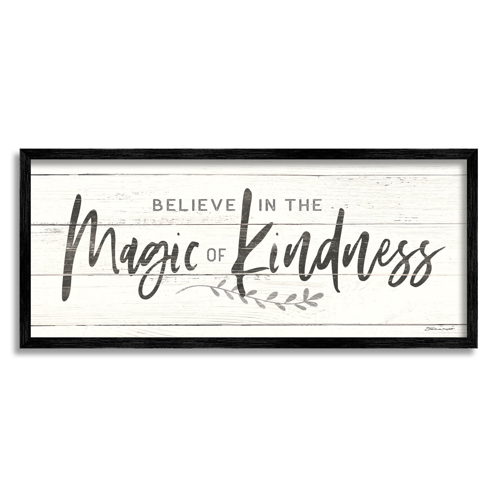 Stupell Industries Believe Magic of Kindness Phrase Country Planked Pattern, 24 x 10, Design by Stephanie Workman Marrott