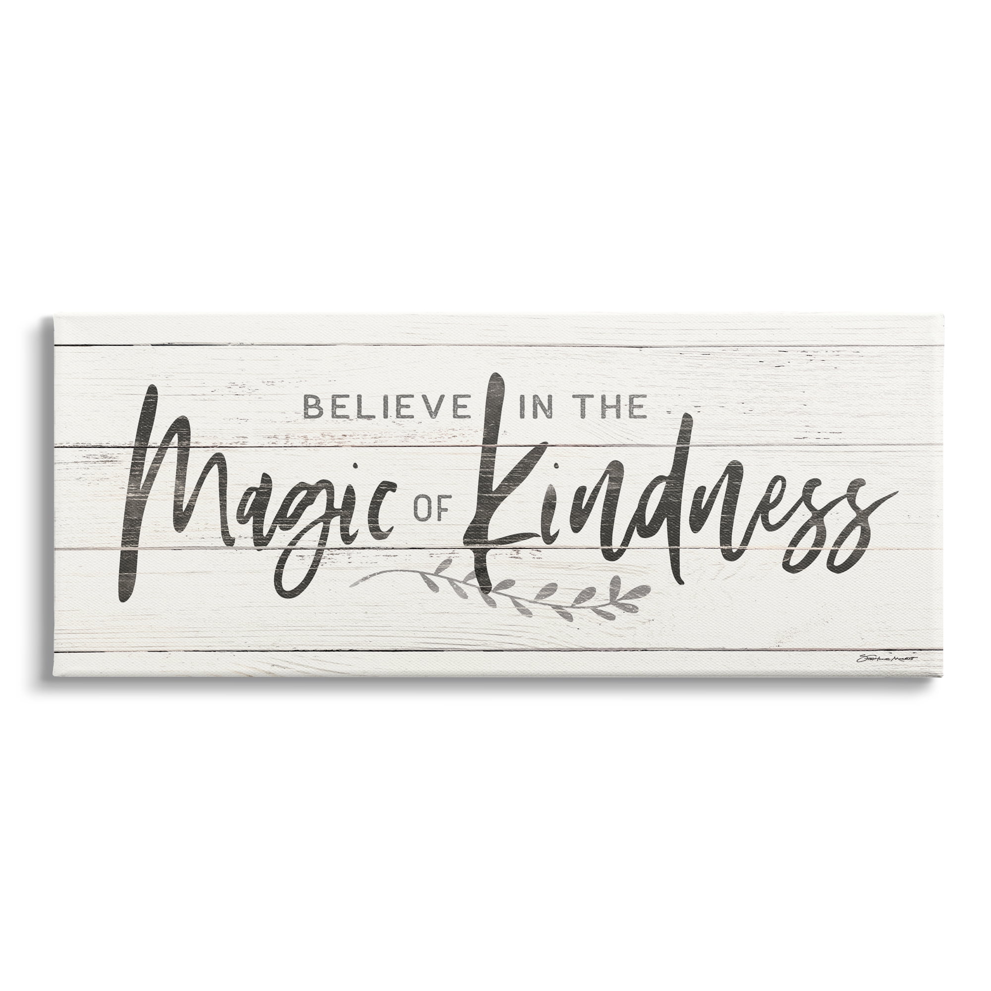 Stupell Industries Believe Magic of Kindness Phrase Country Planked Pattern, 30 x 13, Design by Stephanie Workman Marrott