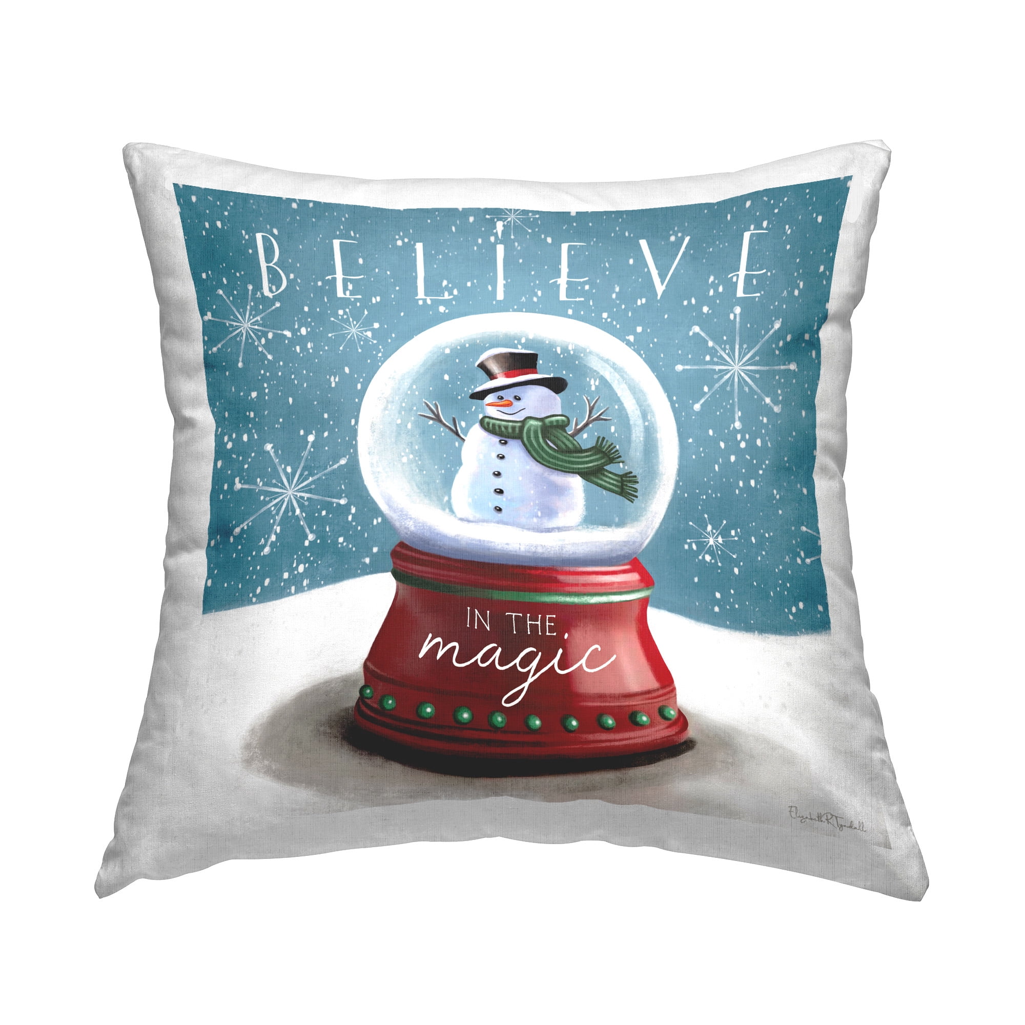 Stupell Industries Believe Snowglobe Phrase Decorative Printed Throw Pillow Design by Elizabeth Tyndall