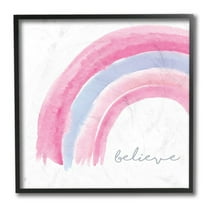 Stupell Industries Believe Watercolor Rainbow Pink Purple Design Design by Elizabeth Tyndall