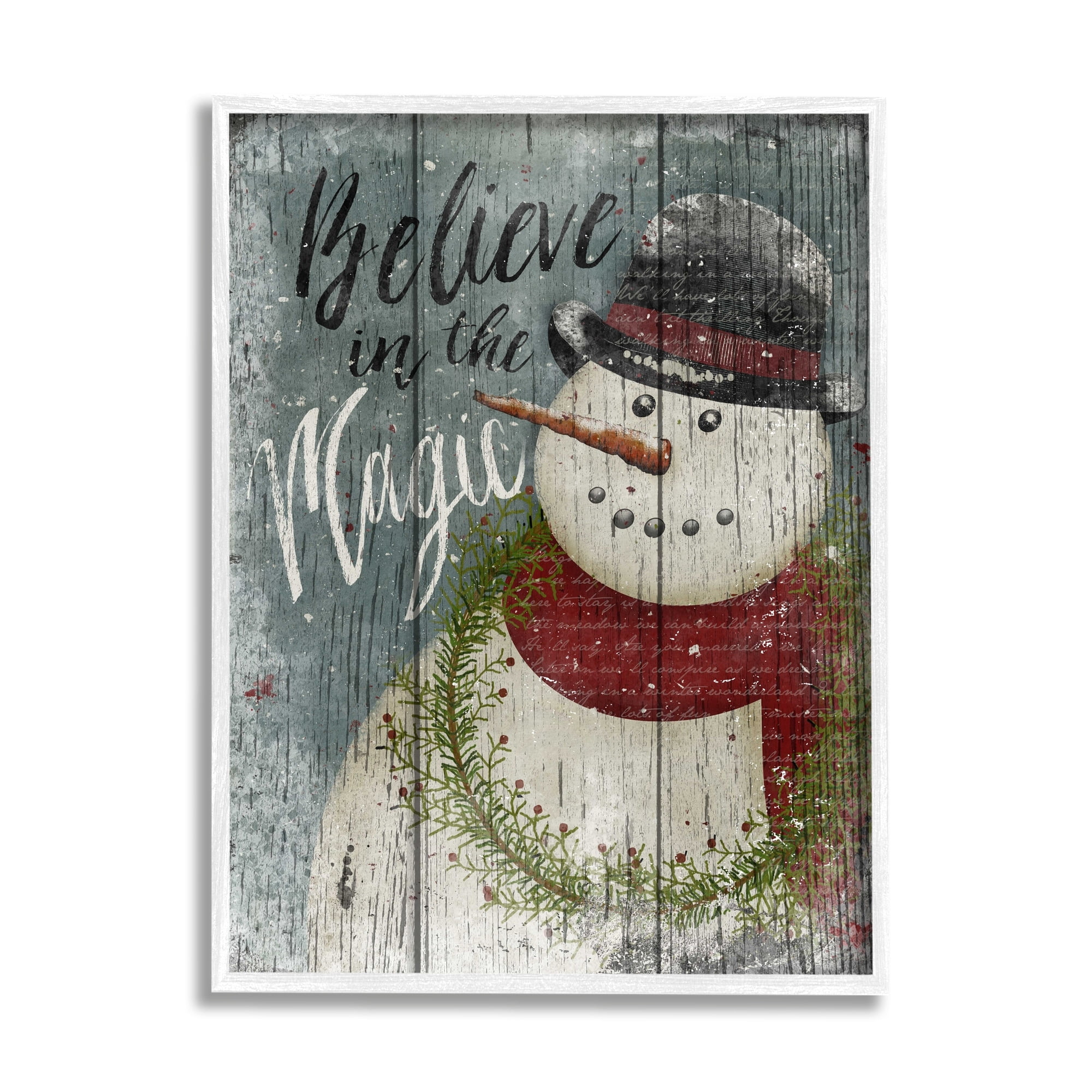 Stupell Industries Believe in Magic Snowman, 24 x 30,Design by Beth Albert