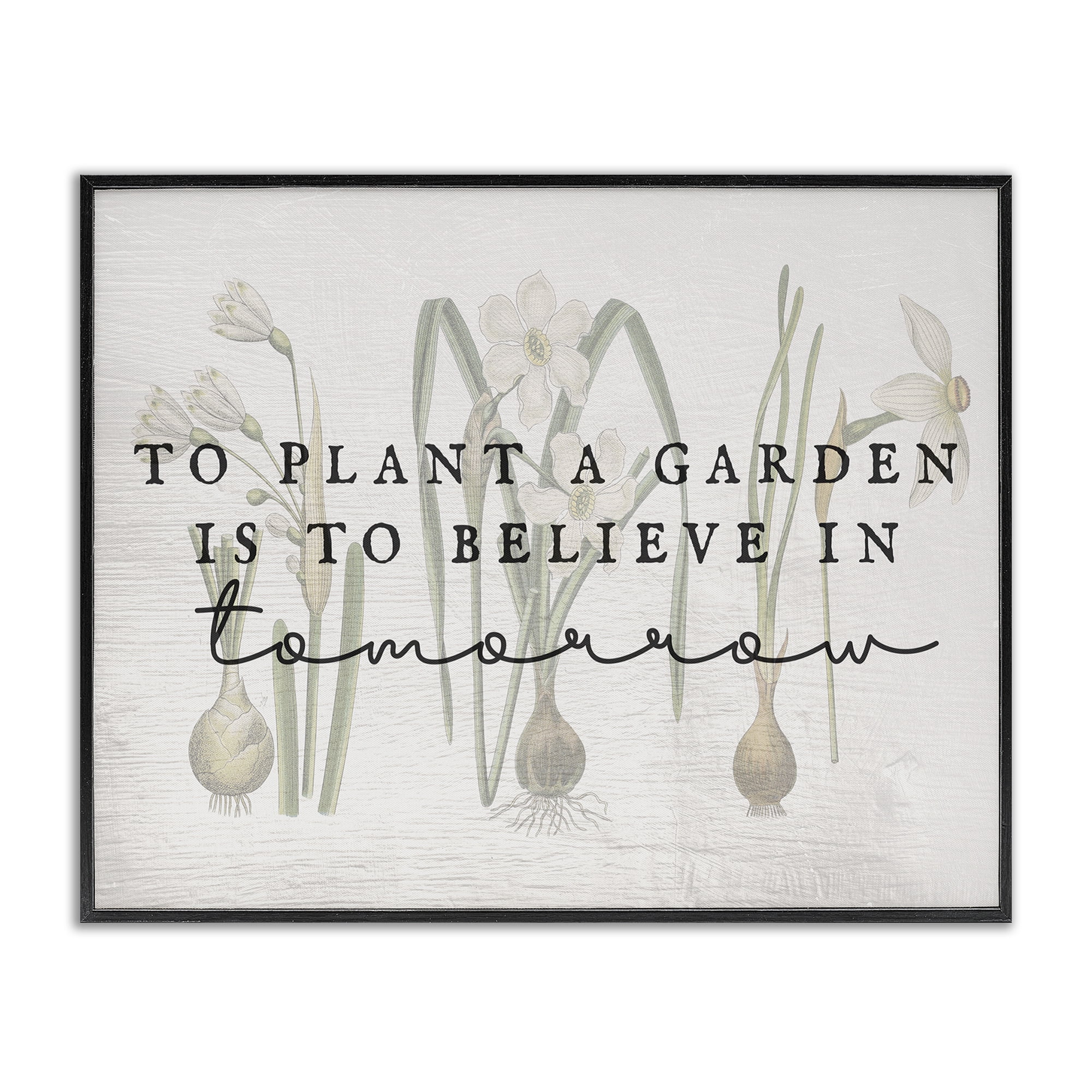 Stupell Industries Believe in Tomorrow Inspiring Plants & Flowers Painting Black Framed Art Print Wall Art, 14 x 11