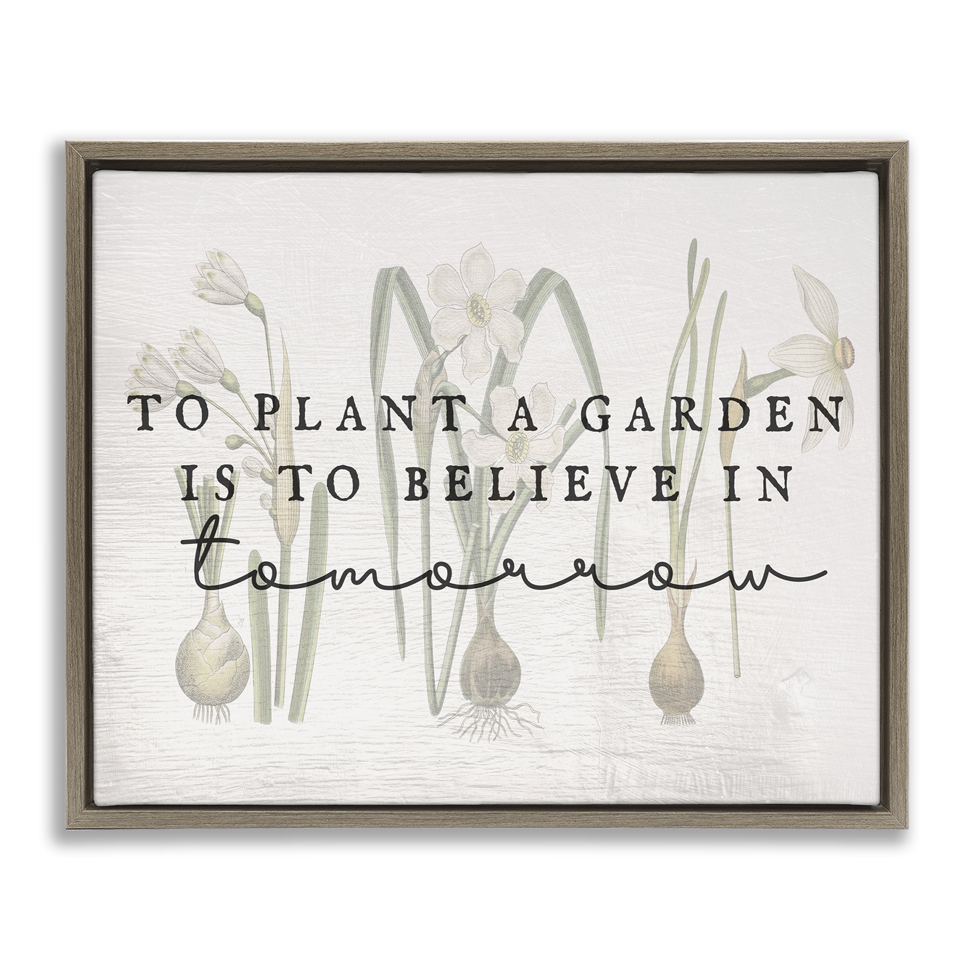 Stupell Industries Believe in Tomorrow Inspiring Plants & Flowers Painting Brown Floater Framed Canvas Art Print Wall Art, 31 x 25