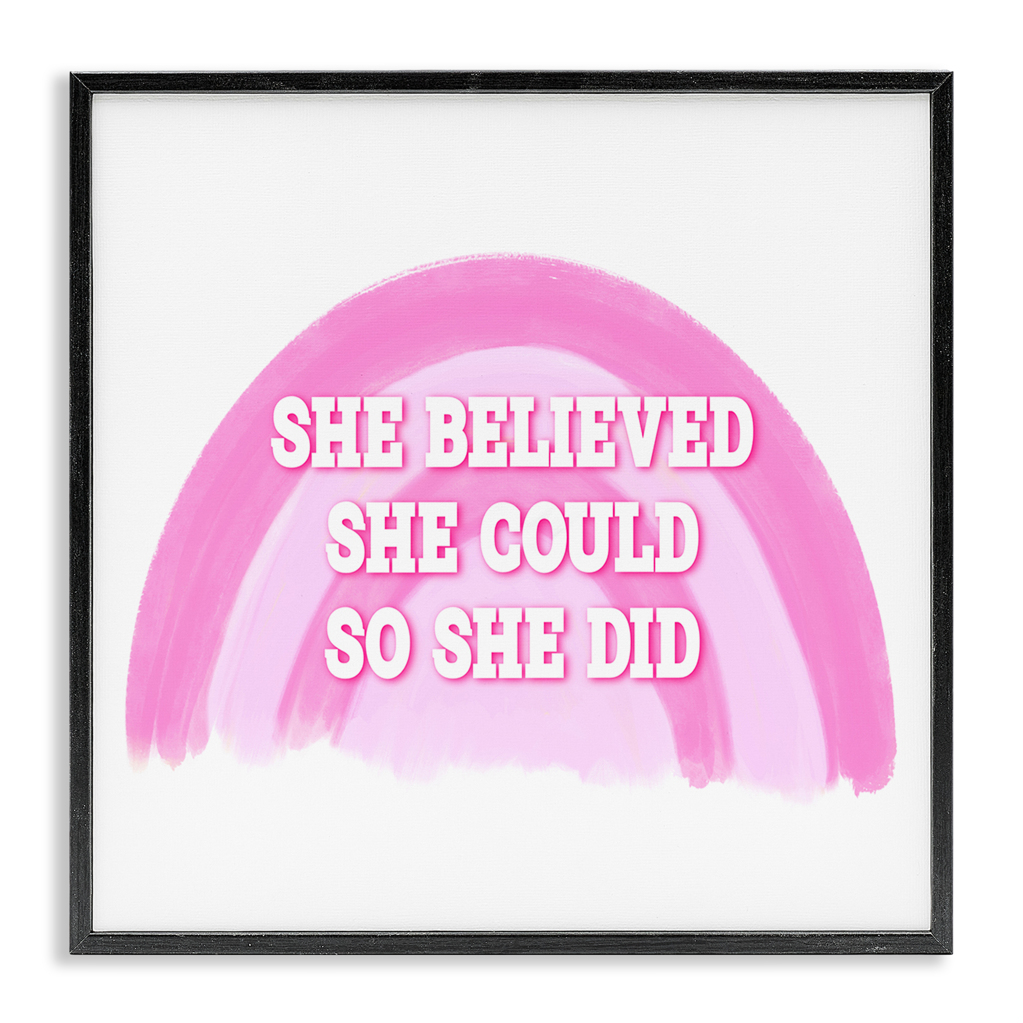 Stupell Industries Believed She Could Text & Numbers Painting Black Framed Art Print Wall Art, 12 x 12
