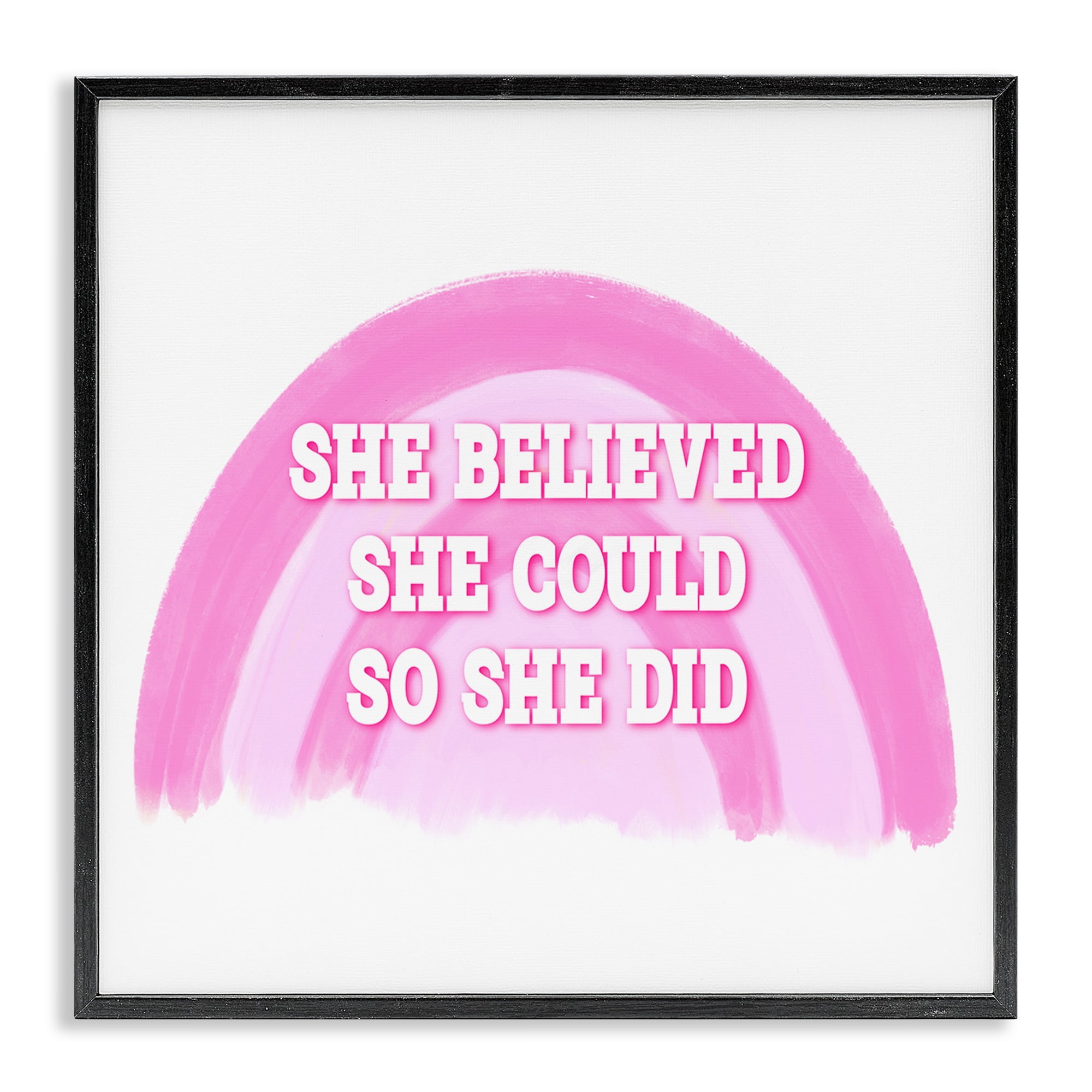 Stupell Industries Believed She Could Text & Numbers Painting Black Framed Art Print Wall Art, 24 x 24
