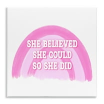 Stupell Industries Believed She Could Text & Numbers Painting Unframed Art Print Wall Art, 12 x 12