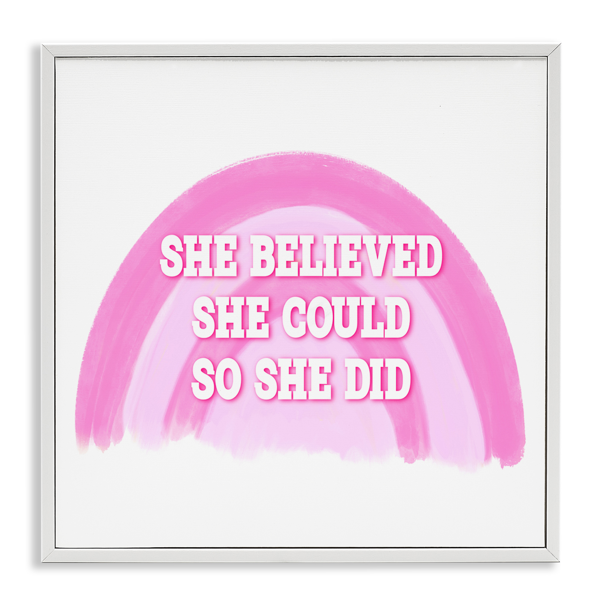 Stupell Industries Believed She Could Text & Numbers Painting White Framed Art Print Wall Art, 17 x 17
