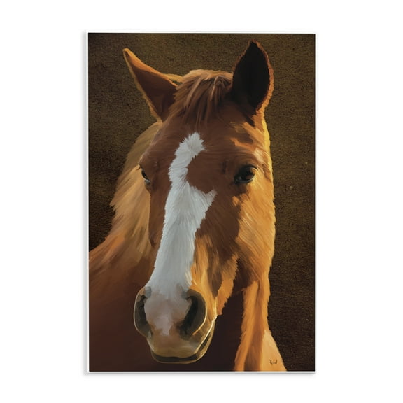 Stupell Industries Bella Brown Horse Face Animals Painting Unframed Art Print Wall Art, 10 x 15