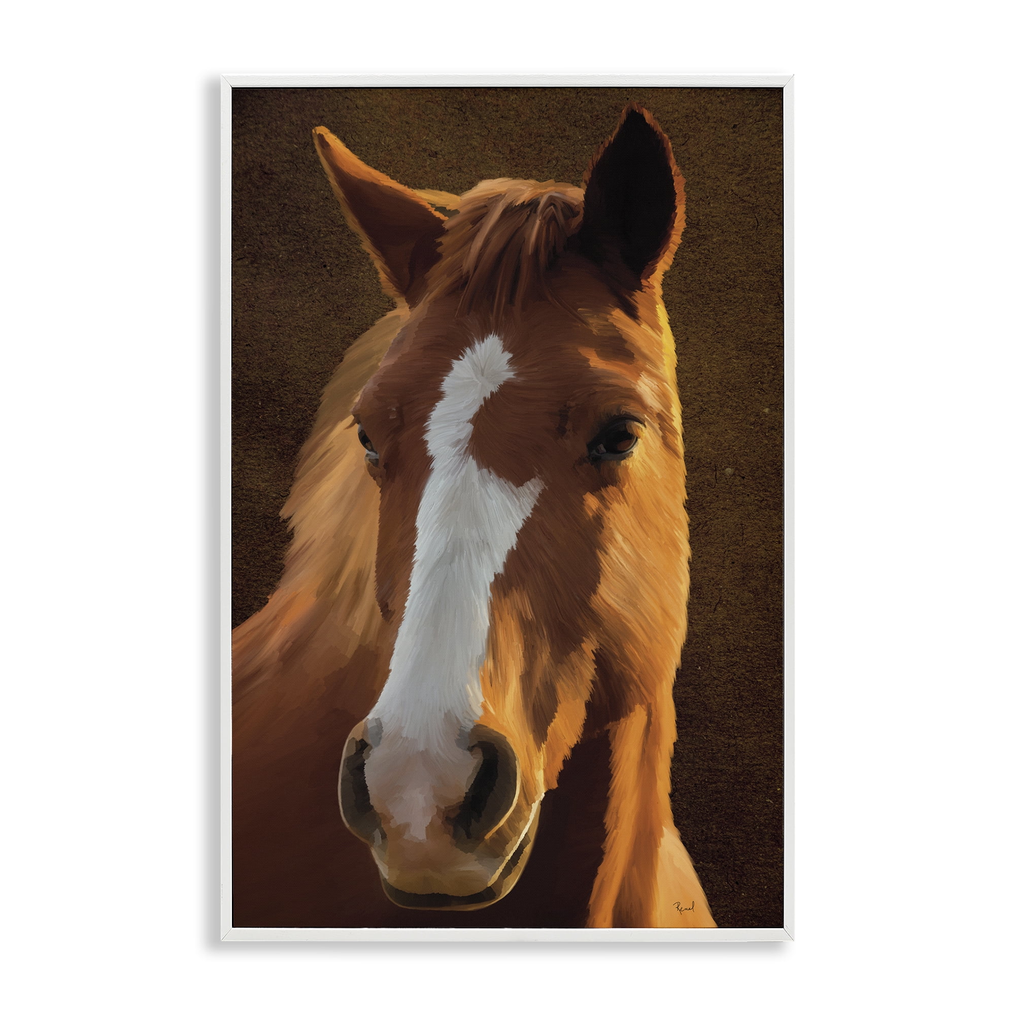 Stupell Industries Bella Brown Horse Face Animals Painting White Framed Art Print Wall Art, 20 x 30