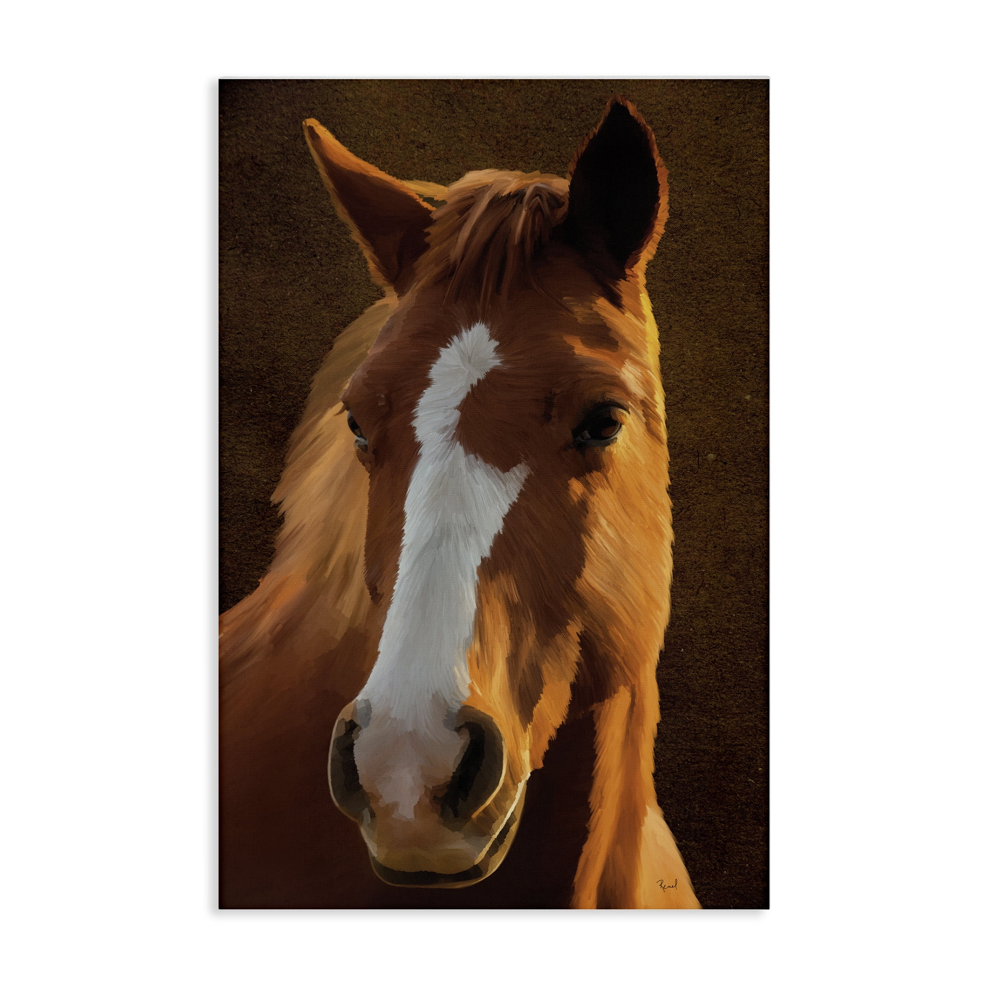 Stupell Industries Bella Brown Horse Face Animals Painting Wrapped Canvas Art Print Wall Art, 24 x 36