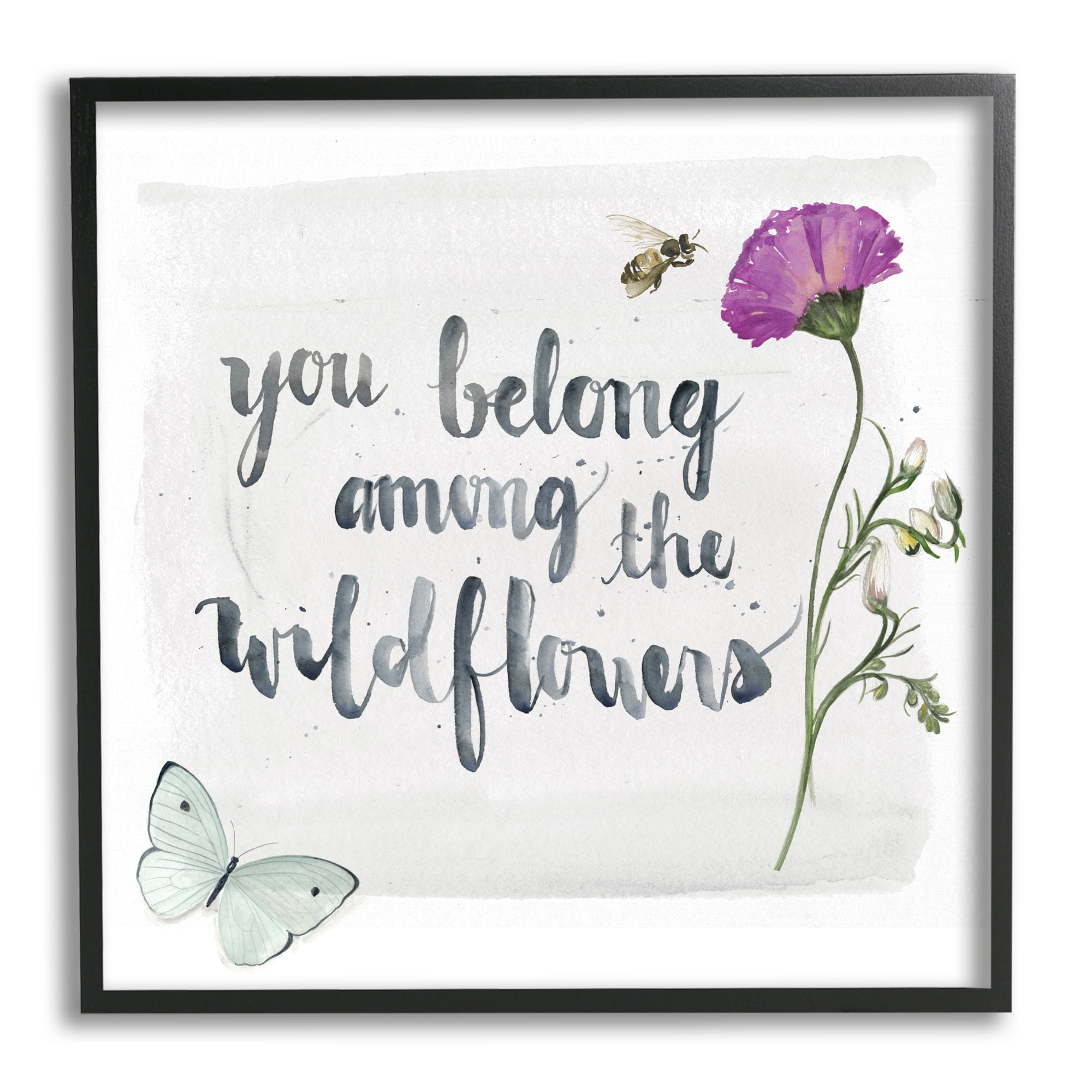 Stupell Industries Belong Among the Wildflowers Butterfly Bee Floral, 12 x 12, Designed by Jennifer Paxton Parker