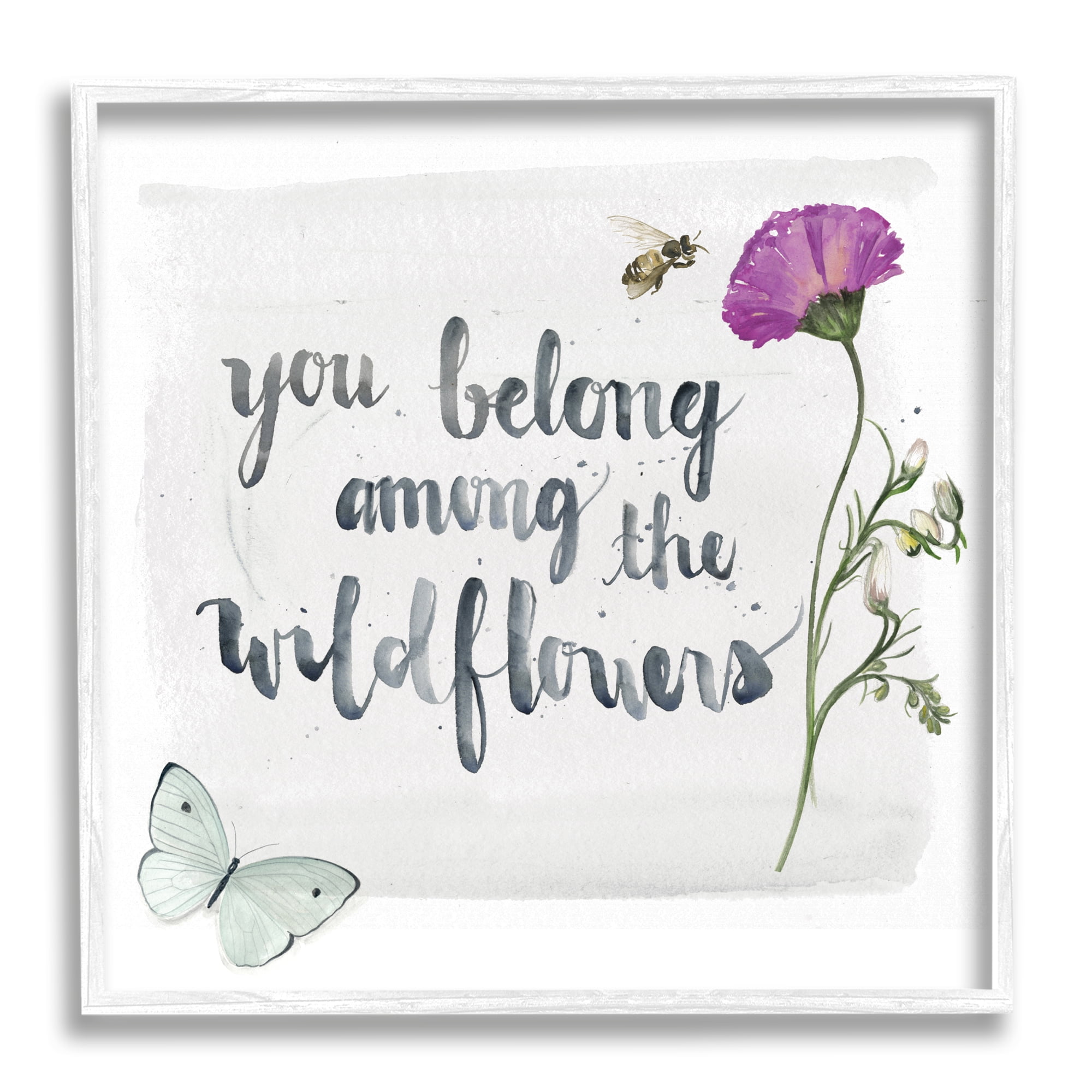Stupell Industries Belong Among the Wildflowers Butterfly Bee Floral, 24 x 24, Designed by Jennifer Paxton Parker
