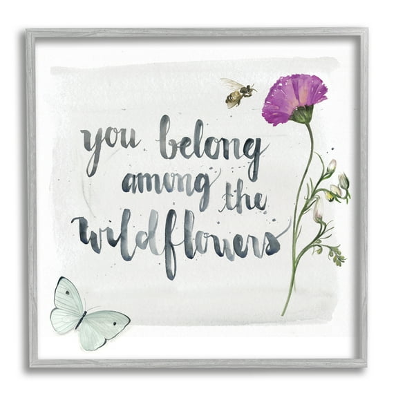 Stupell Industries Belong Among the Wildflowers Butterfly Bee Floral, 24 x 24, Designed by Jennifer Paxton Parker
