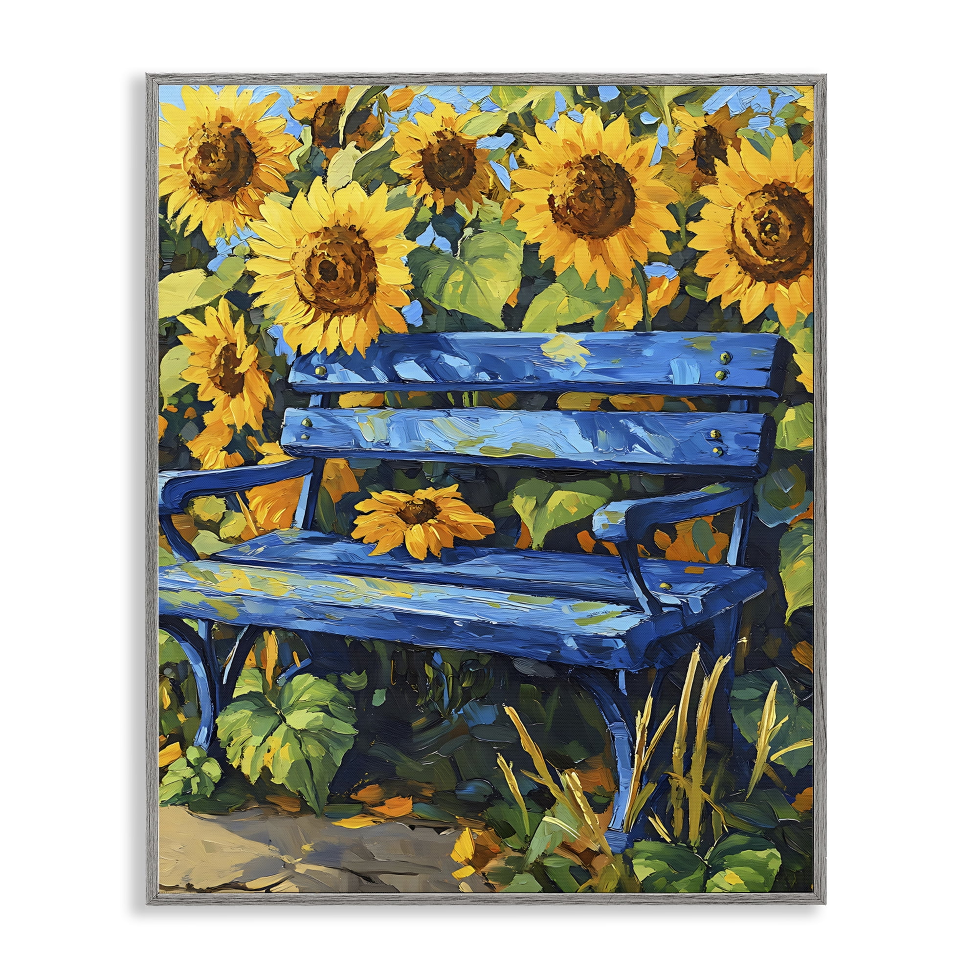 Stupell Industries Bench in Sunflower Field Gray Framed Giclee Art, design by Creative Studio