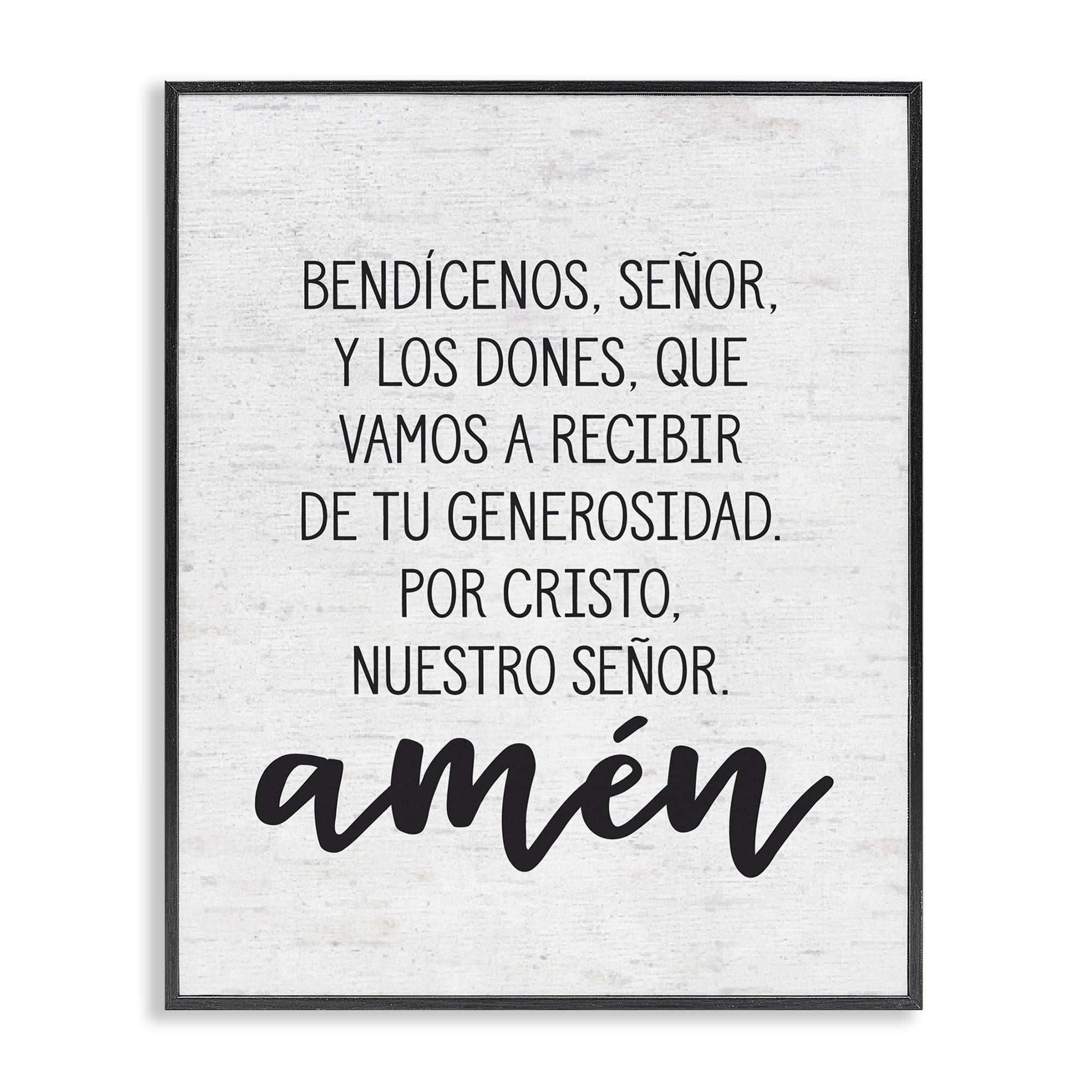 Stupell Industries Bendición de la Mesa Religious Quotes and Sayings Painting Black Framed Art Print Wall Art, 11 x 14