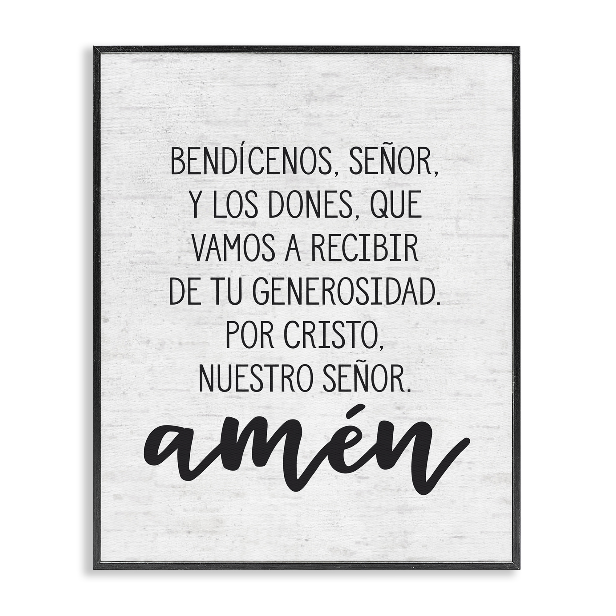 Stupell Industries Bendición de la Mesa Religious Quotes and Sayings Painting Black Framed Art Print Wall Art, 24 x 30