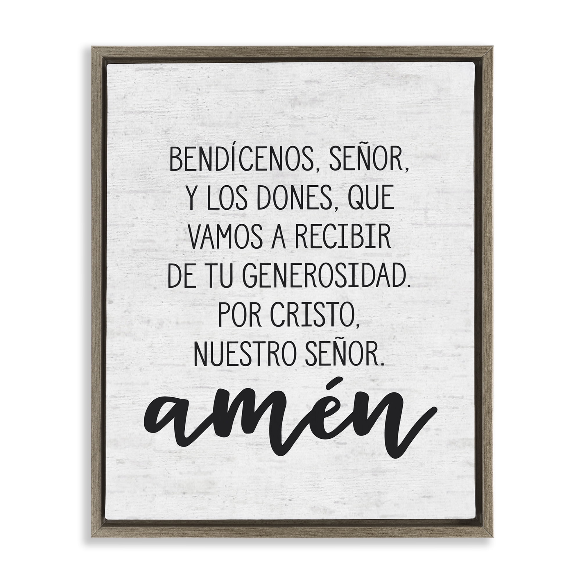 Stupell Industries Bendición de la Mesa Religious Quotes and Sayings Painting Brown Floater Framed Art Print Wall Art, 25 x 31