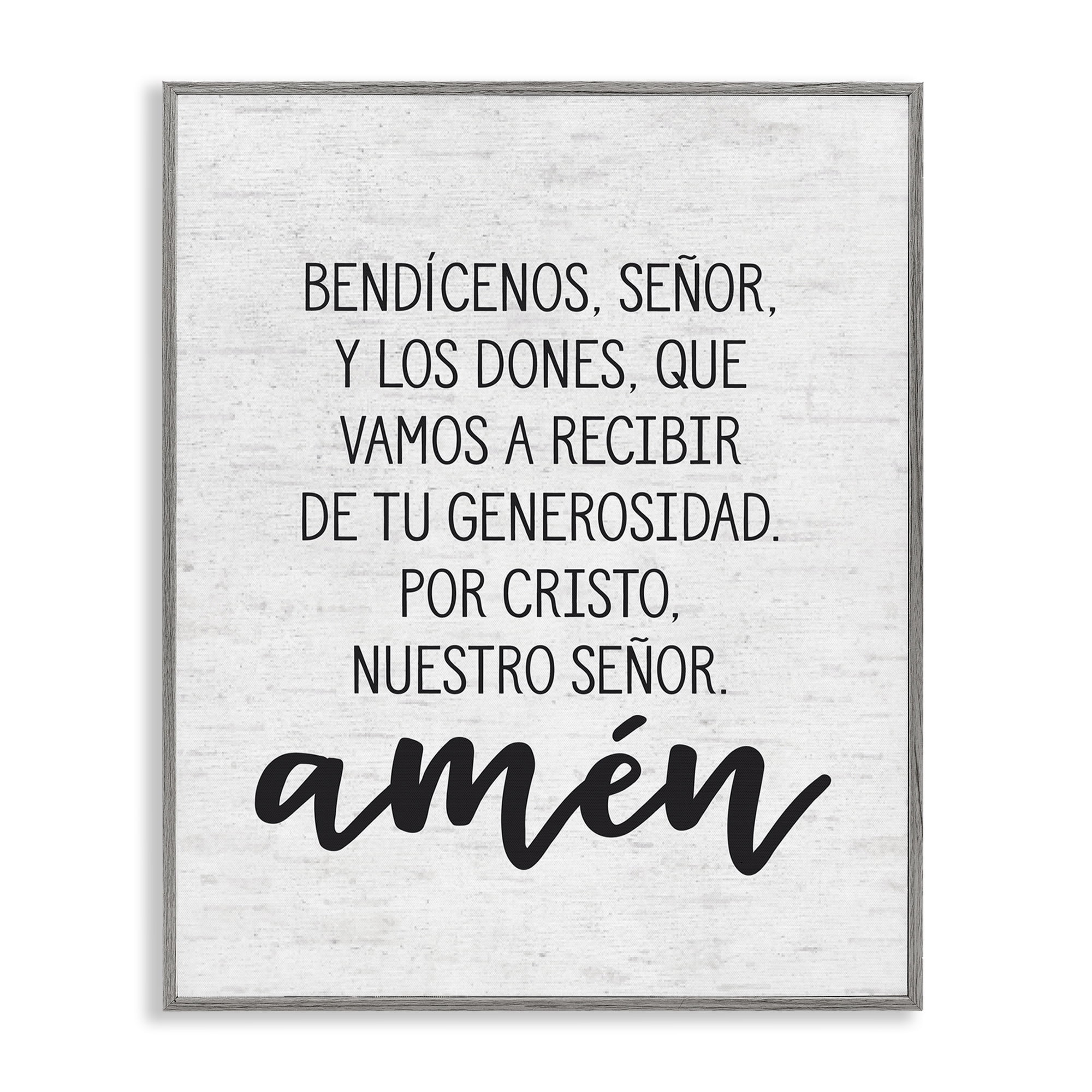 Stupell Industries Bendición de la Mesa Religious Quotes and Sayings Painting Gray Framed Art Print Wall Art, 11 x 14