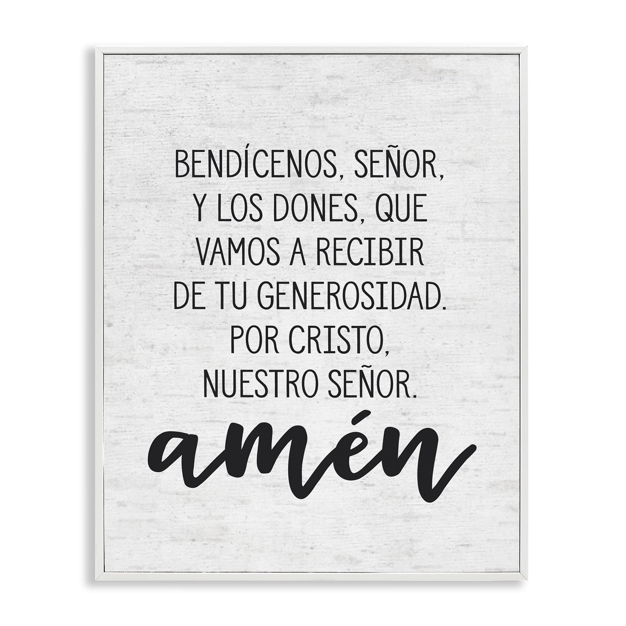 Stupell Industries Bendición de la Mesa Religious Quotes and Sayings Painting White Framed Art Print Wall Art, 16 x 20