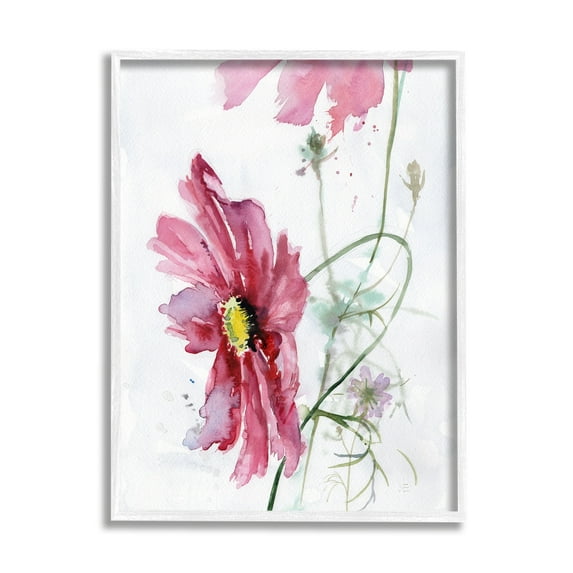 Stupell Industries Bending Pink Cosmo Flower Abstract Floral Watercolor Painting, 16 x 20, Design by Verbrugge Watercolor