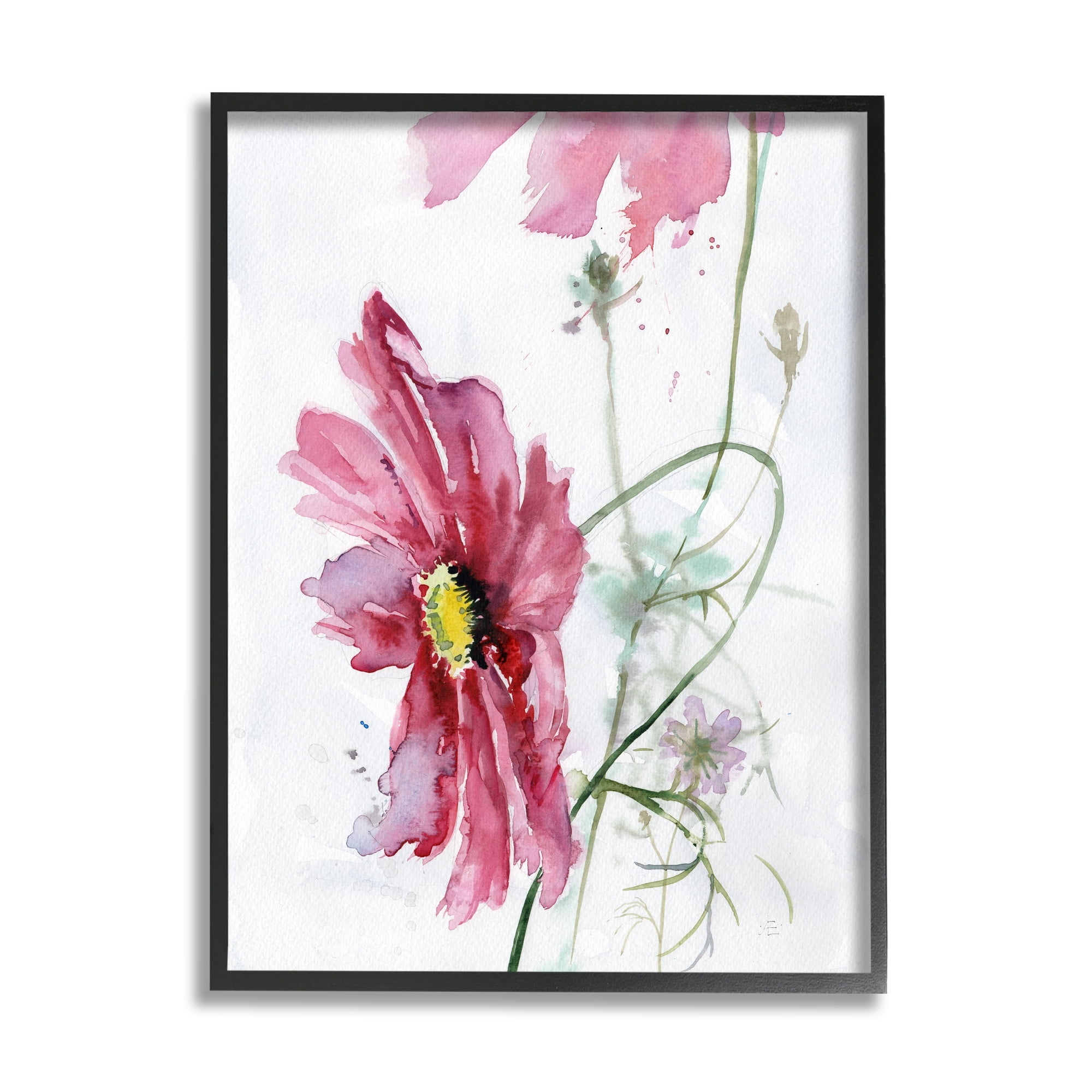 Stupell Industries Bending Pink Cosmo Flower Abstract Floral Watercolor Painting, 24 x 30, Design by Verbrugge Watercolor