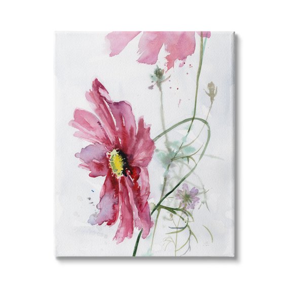 Stupell Industries Bending Pink Cosmo Flower Abstract Floral Watercolor Painting, 30 x 40, Design by Verbrugge Watercolor
